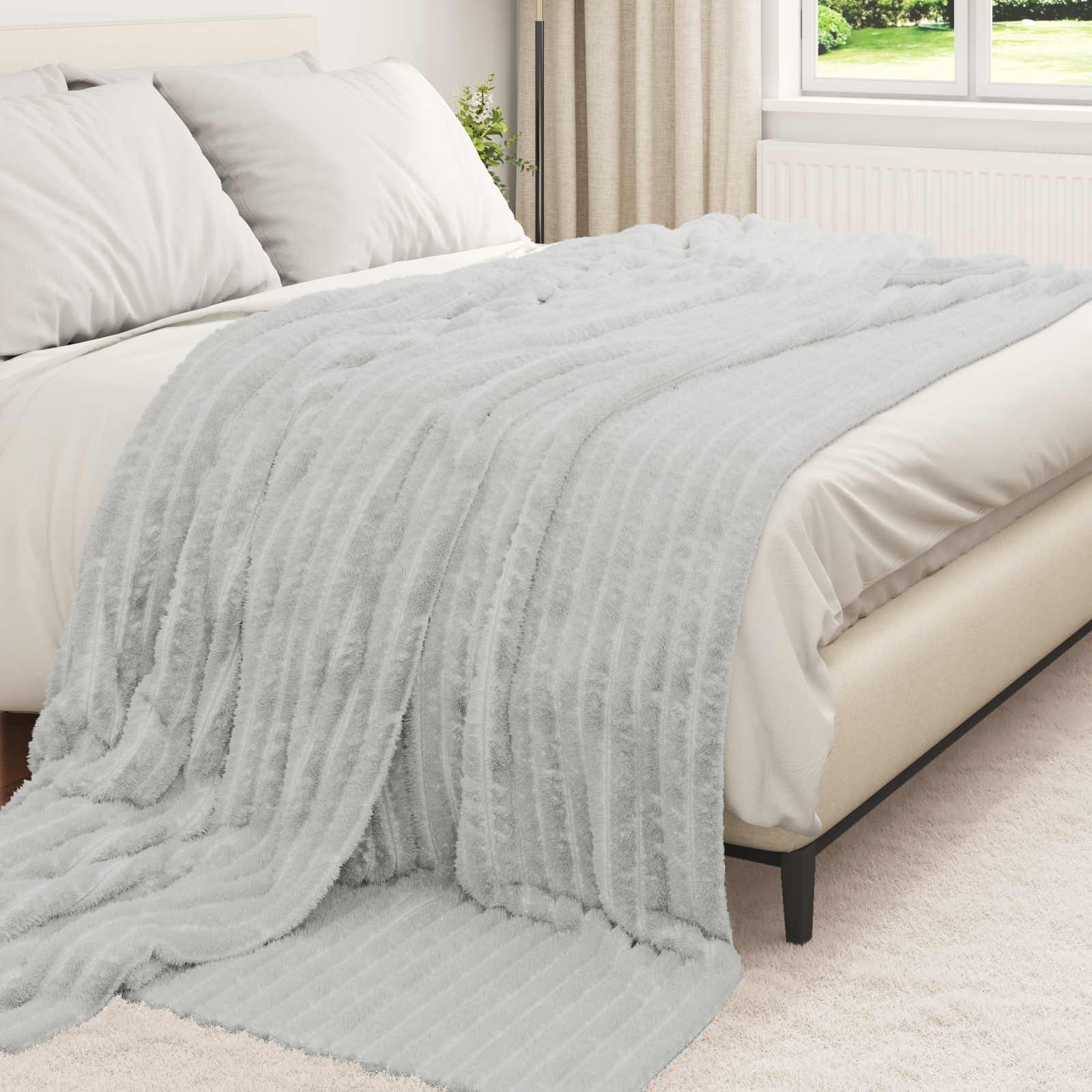 Wohndecke Grau 240 x 220 cm 1.36 kg Fleece