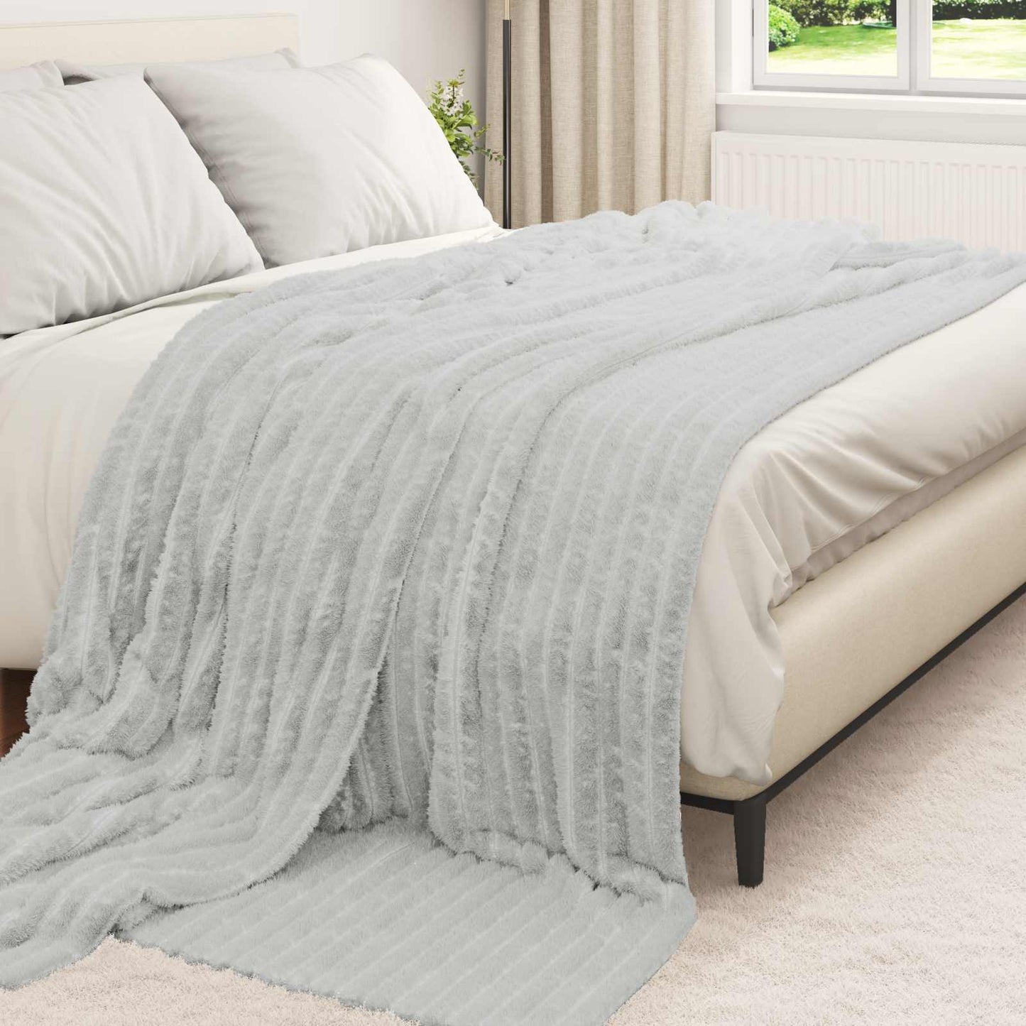 Wohndecke Grau 270 x 240 cm 1.77 kg Fleece