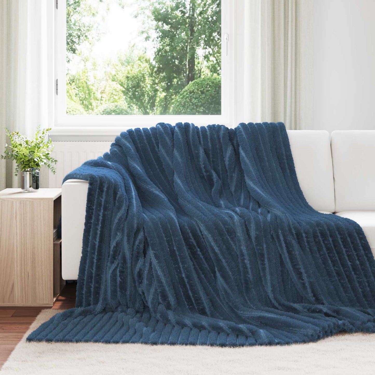 Wohndecke Marineblau 240 x 220 cm 1.36 kg Fleece
