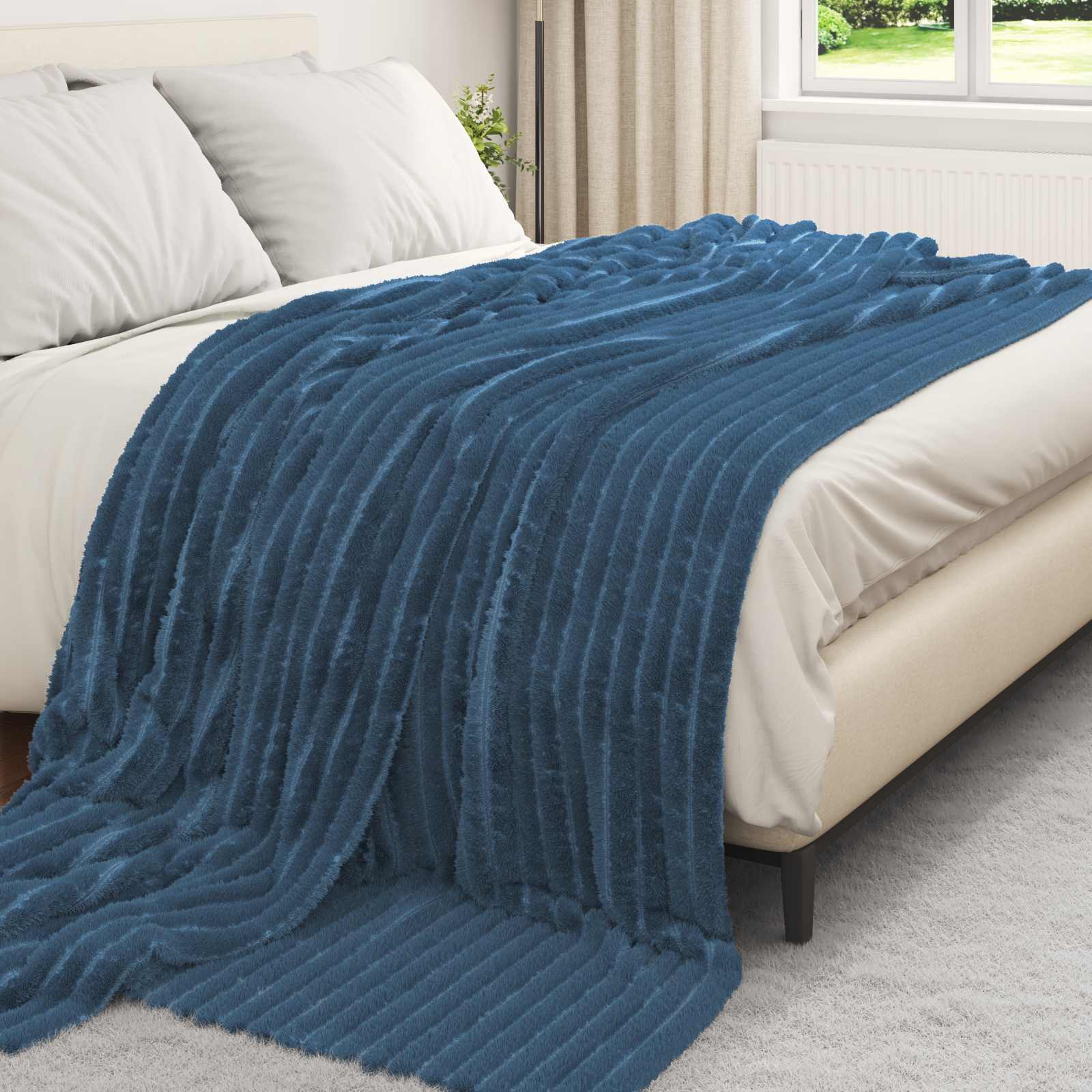 Wohndecke Marineblau 270 x 240 cm 1.77 kg Fleece