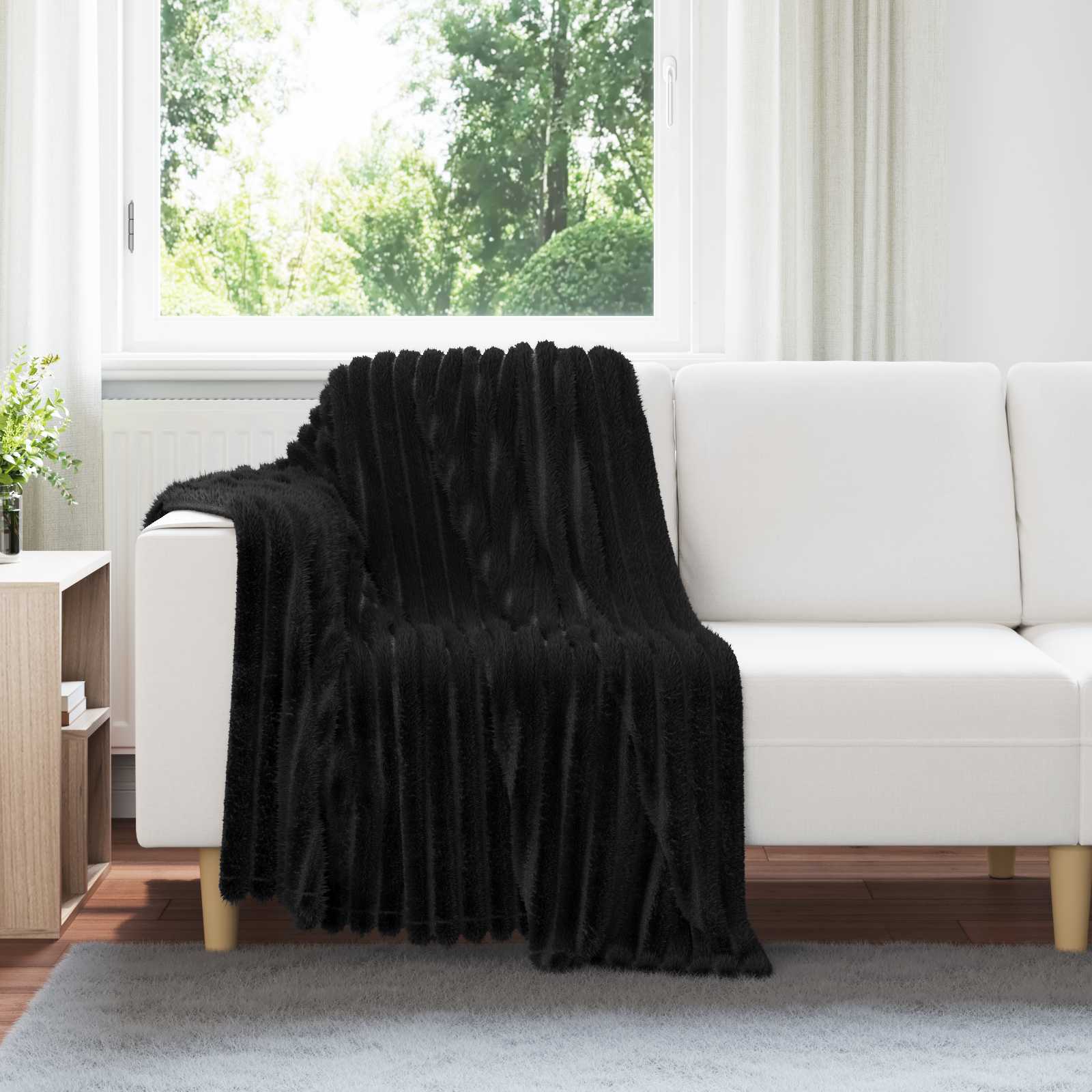 Wohndecke Schwarz 95 x 220 cm 0.45 kg Fleece