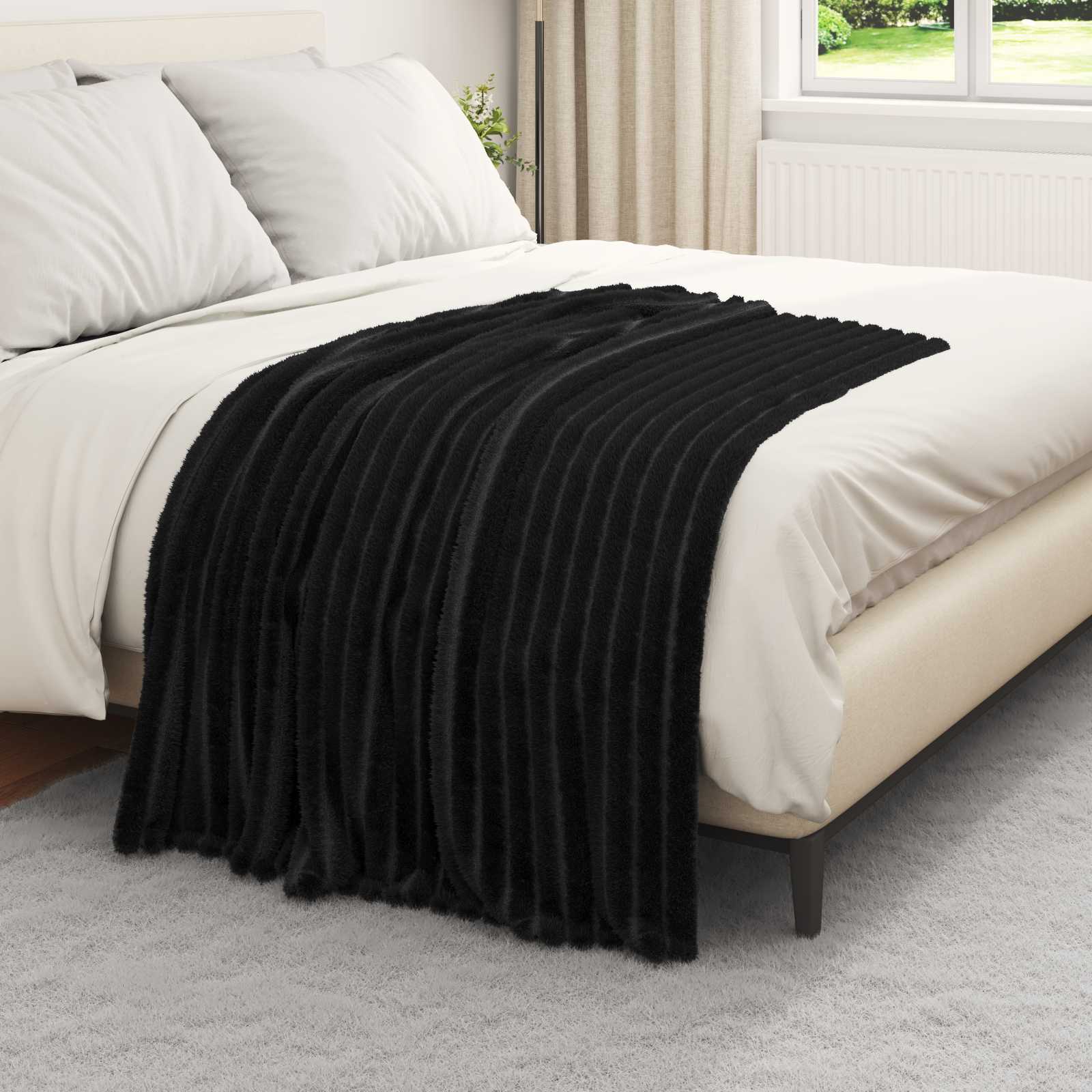 Wohndecke Schwarz 95 x 220 cm 0.45 kg Fleece