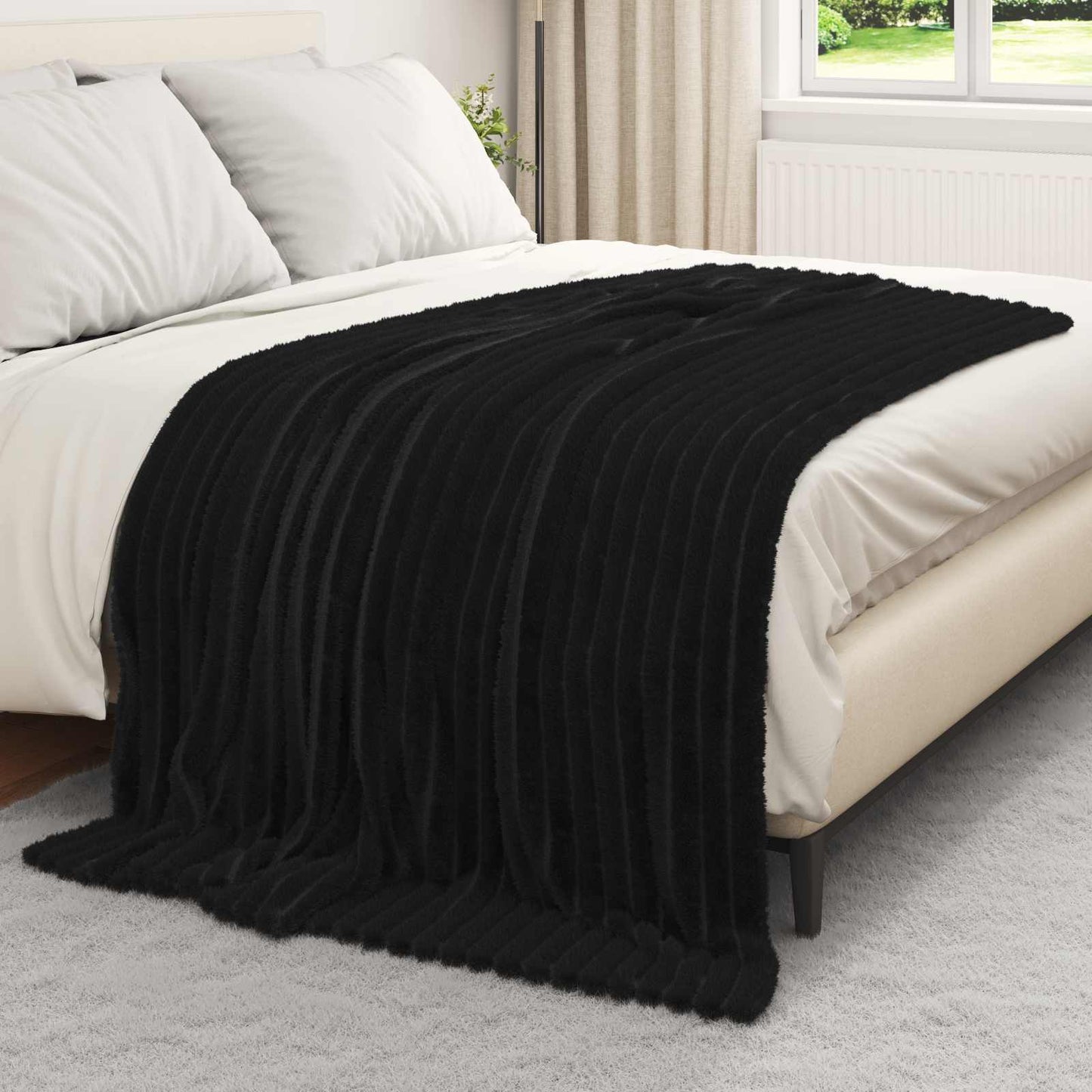 Wohndecke Schwarz 200 x 150 cm 0.8 kg Fleece