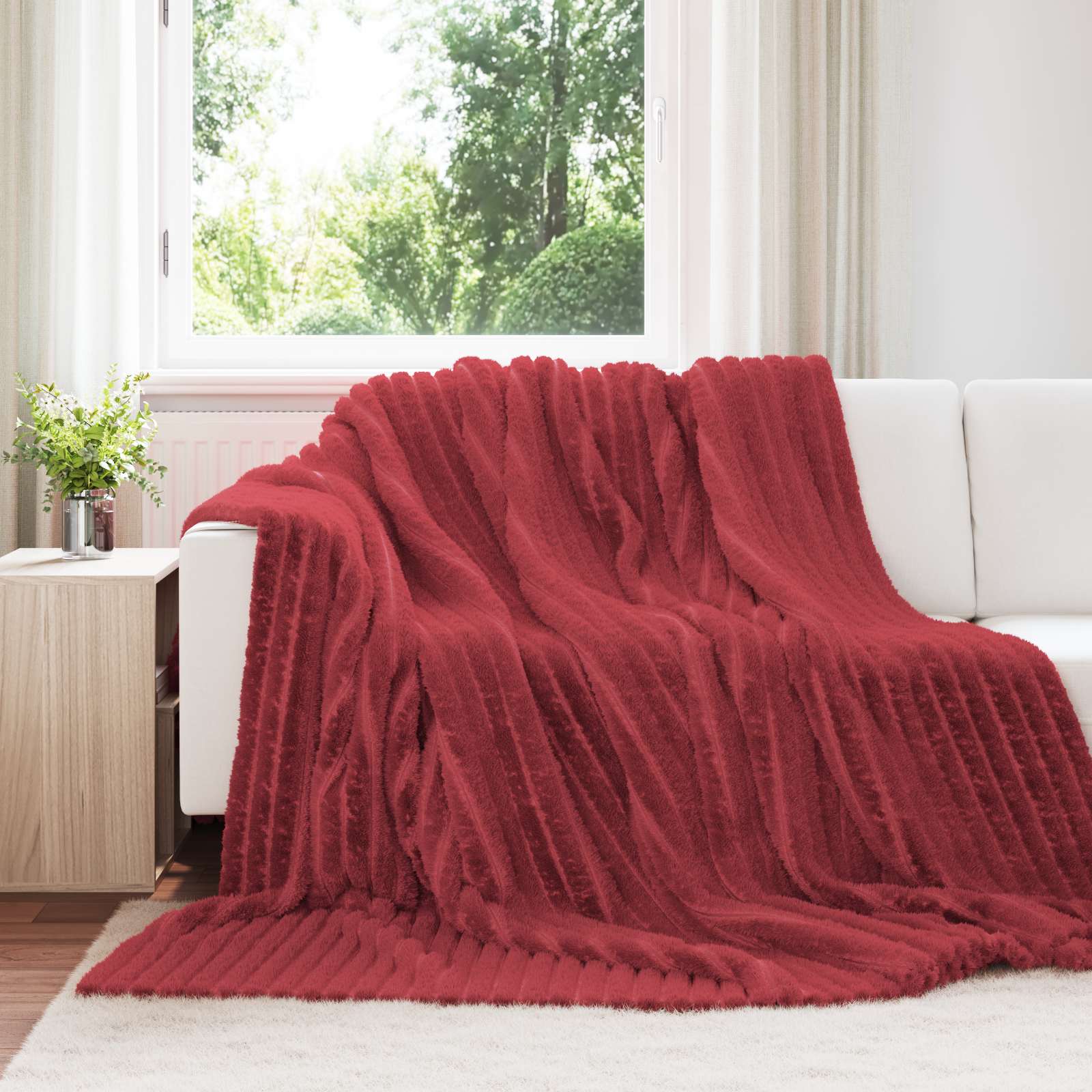 Wohndecke Bordeauxrot 240 x 220 cm 1.66 kg Fleece