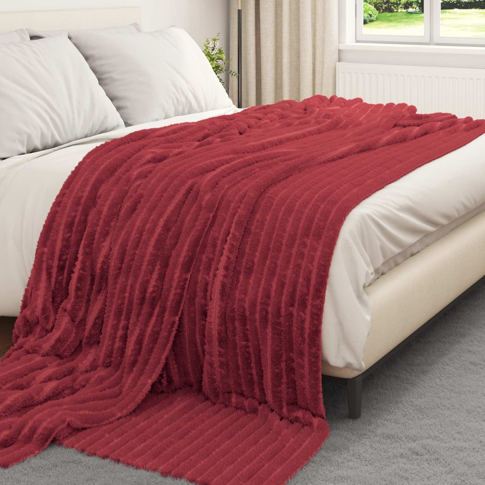 Wohndecke Bordeauxrot 240 x 220 cm 1.66 kg Fleece