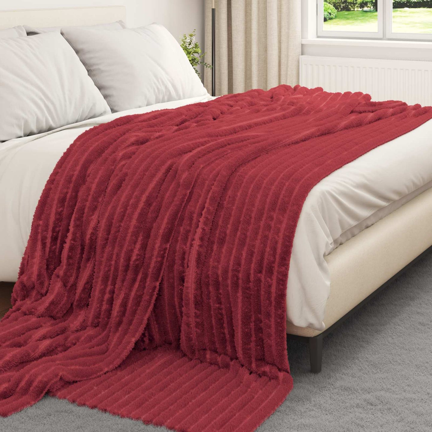 Wohndecke Bordeauxrot 270 x 240 cm 1.66 kg Fleece