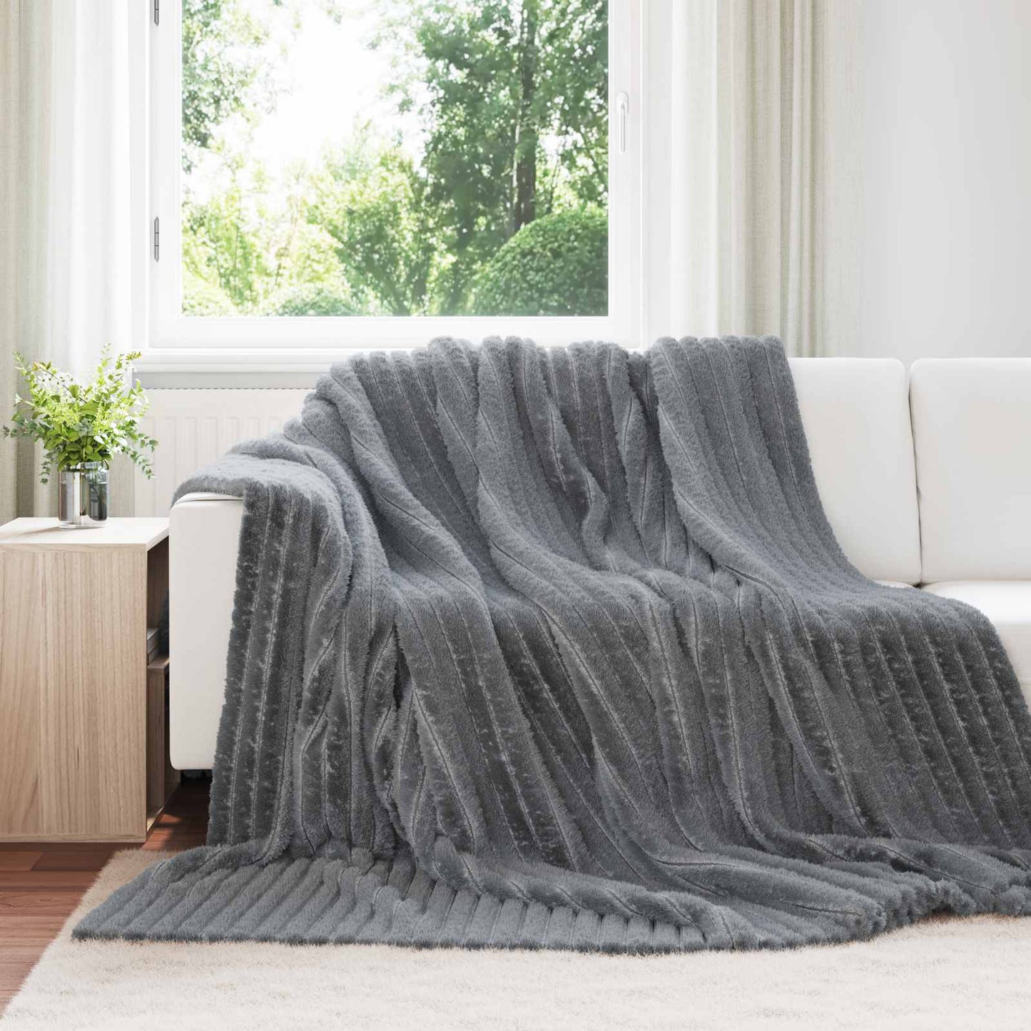 Wohndecken 6 stk. Dunkelgrau 240 x 220 cm 8.76 kg Fleece