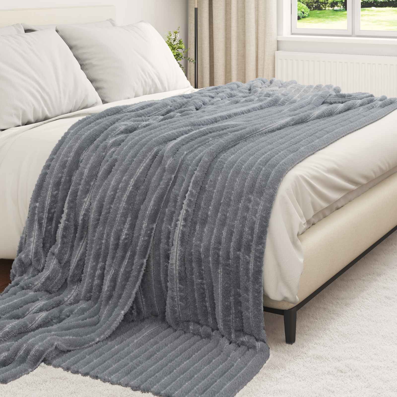 Wohndecken 6 stk. Dunkelgrau 240 x 220 cm 8.76 kg Fleece