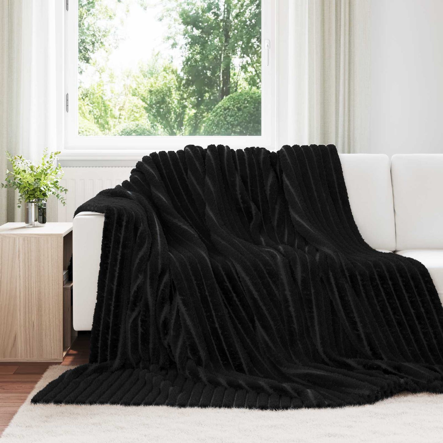 Wohndecken 6 stk. Schwarz 240 x 220 cm 8.76 kg Fleece