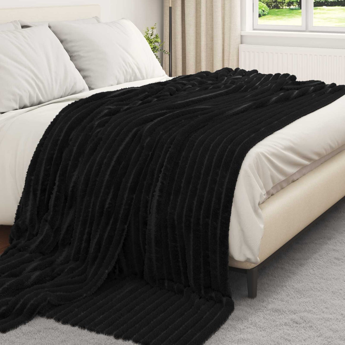 Wohndecken 6 stk. Schwarz 240 x 220 cm 8.76 kg Fleece