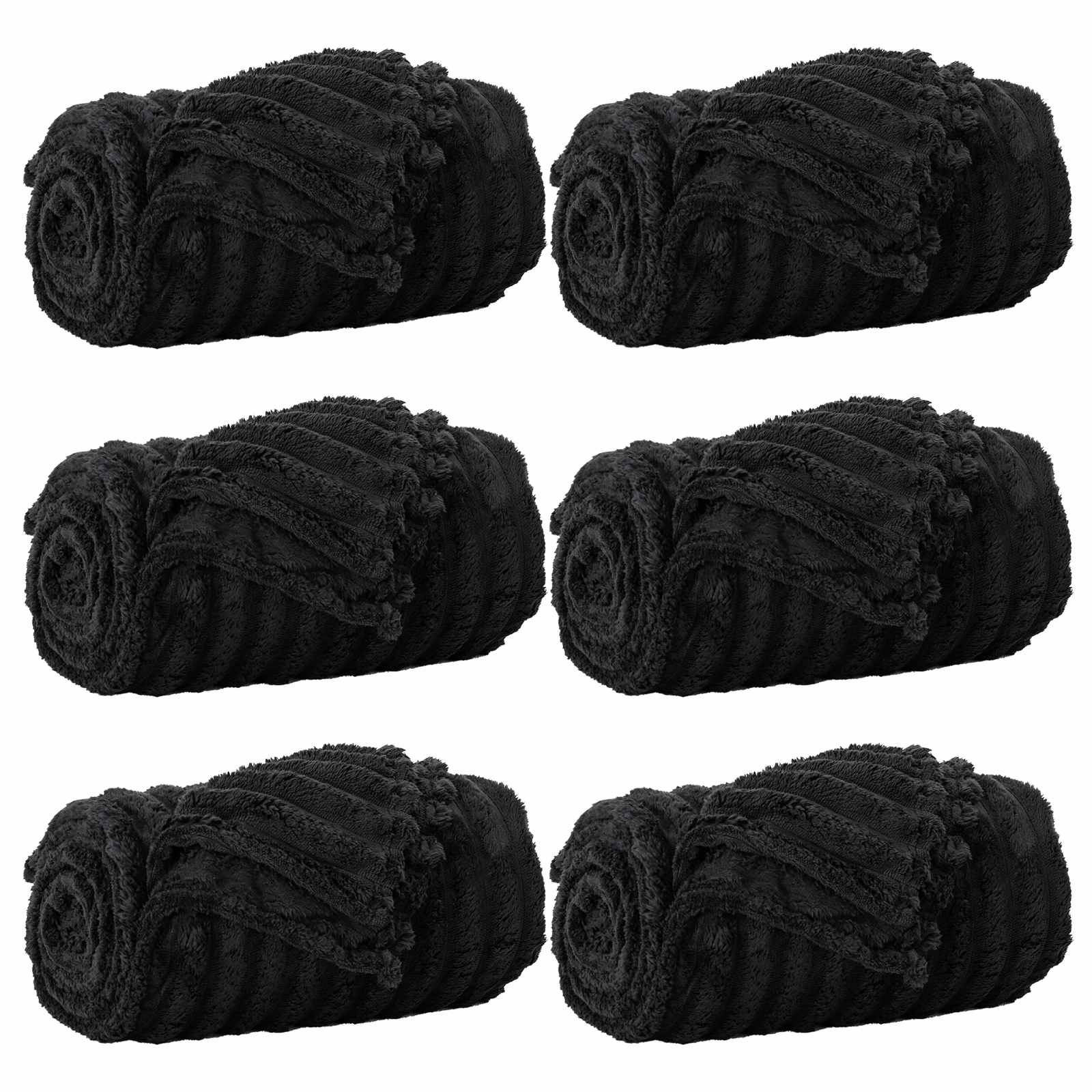 Wohndecken 6 stk. Schwarz 240 x 220 cm 8.76 kg Fleece
