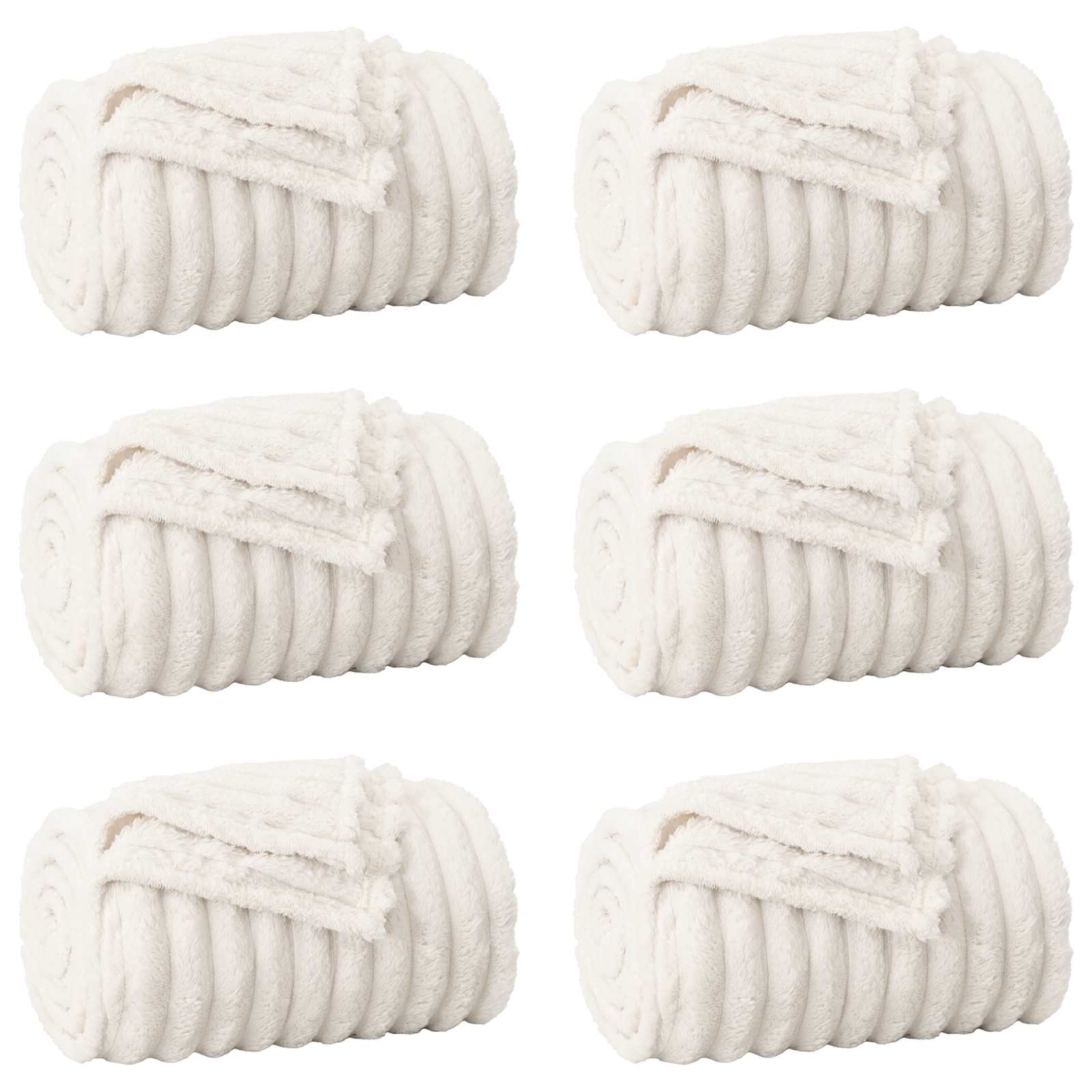 Wohndecken 6 stk. Creme 240 x 220 cm 8.76 kg Fleece