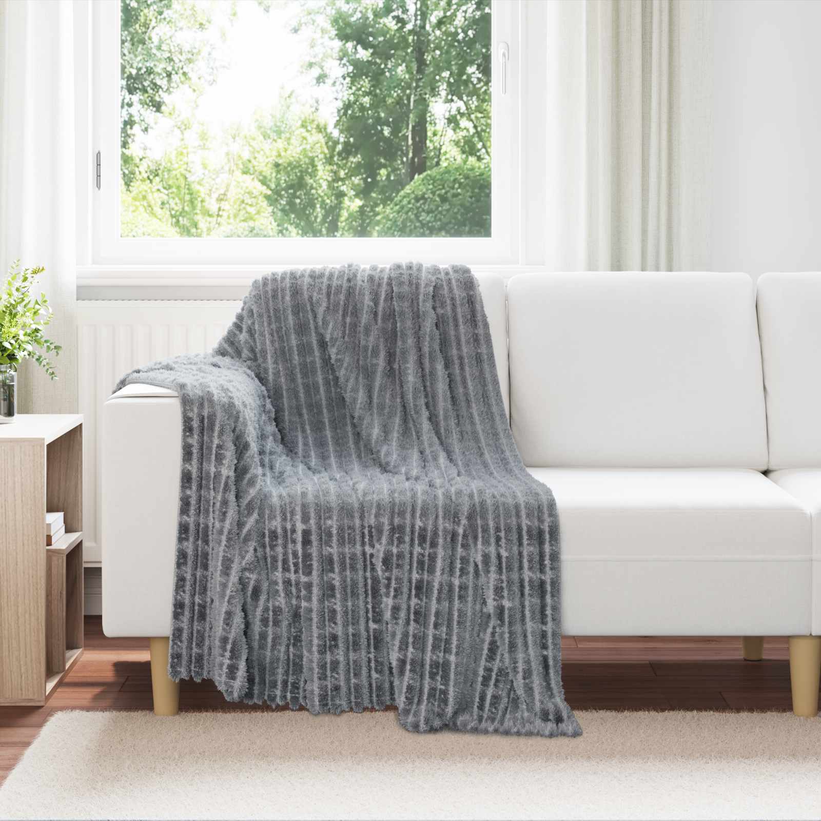 Wohndecke Dunkelgrau 95 x 220 cm 0.51 kg Fleece
