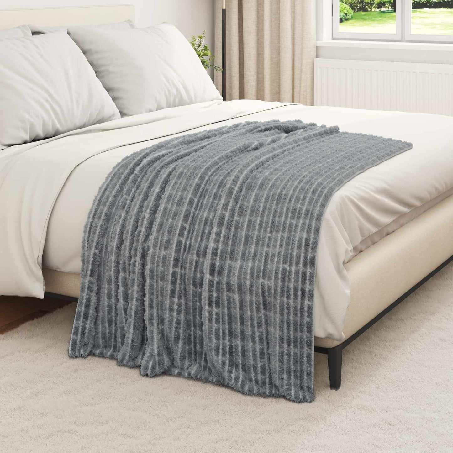 Wohndecke Dunkelgrau 95 x 220 cm 0.51 kg Fleece