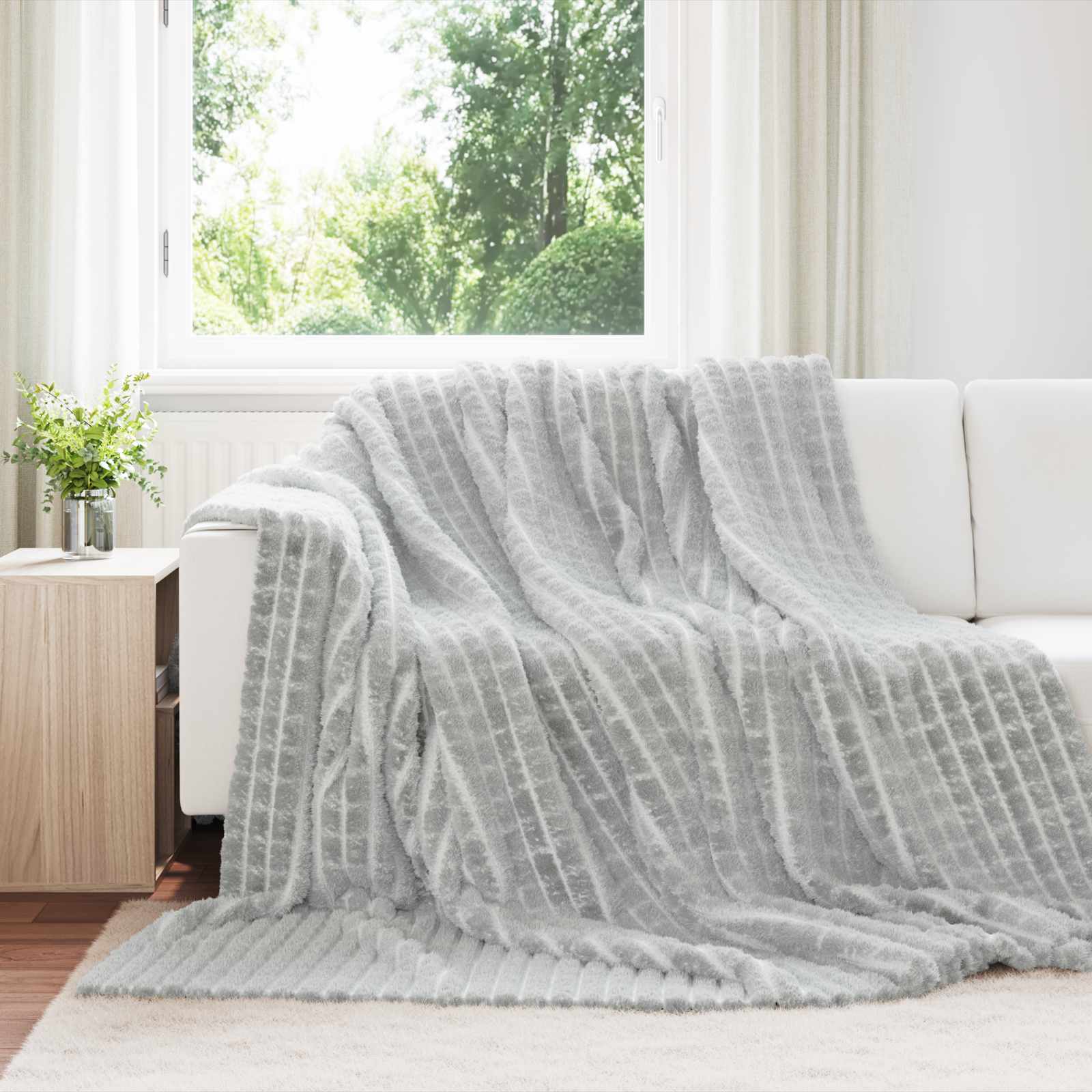 Wohndecke Grau 240 x 220 cm 1.38 kg Fleece