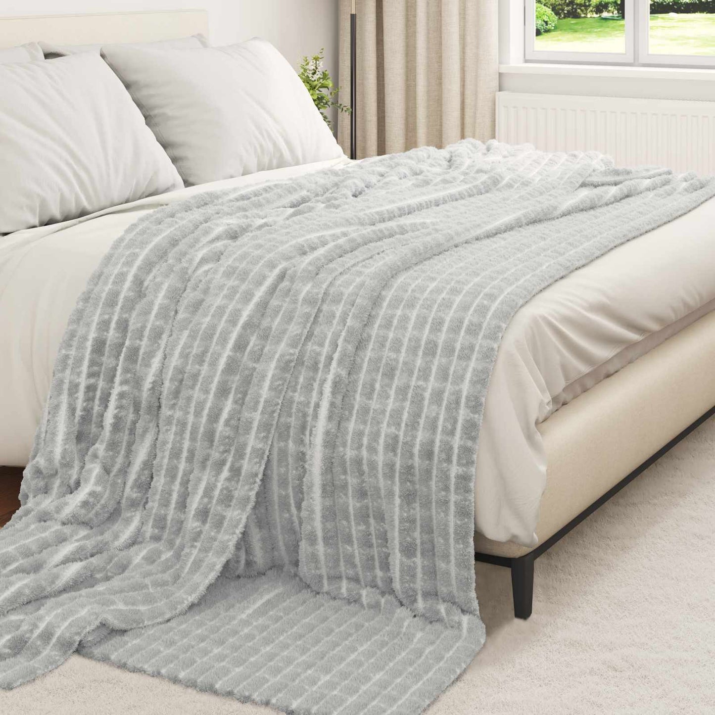 Wohndecke Grau 240 x 220 cm 1.38 kg Fleece
