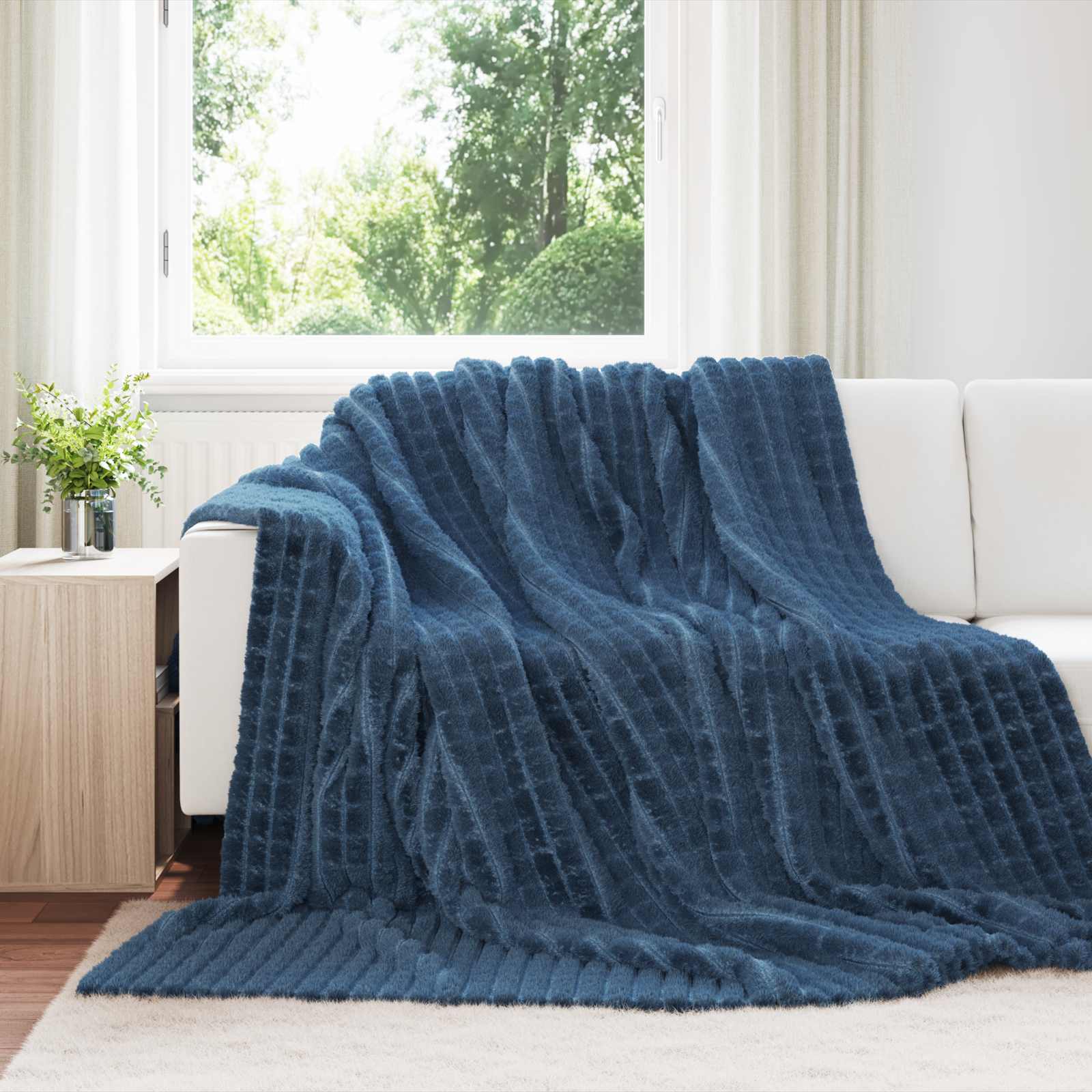 Wohndecke Marineblau 240 x 220 cm 1.37 kg Fleece
