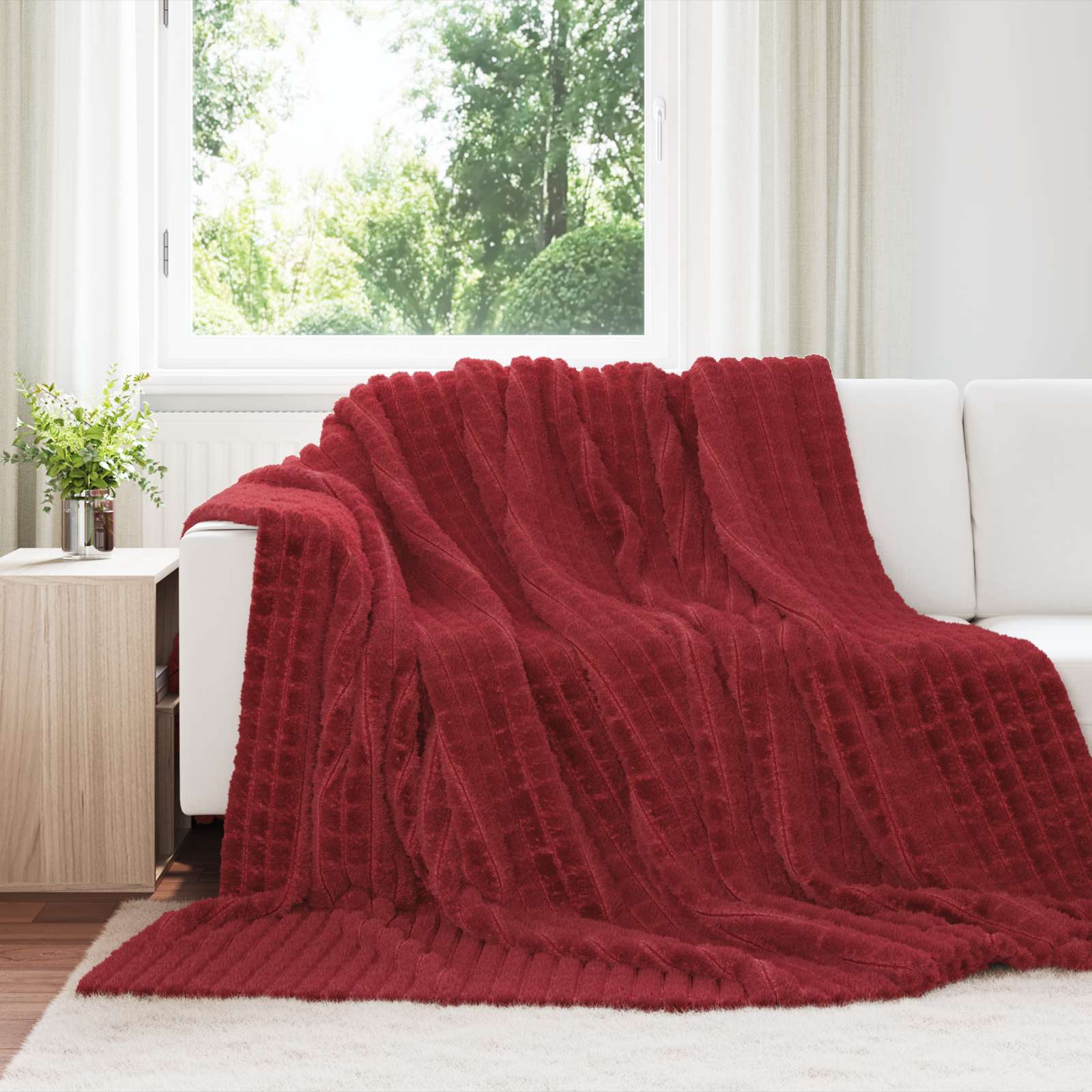 Wohndecke Bordeauxrot 270 x 240 cm 1.69 kg Fleece