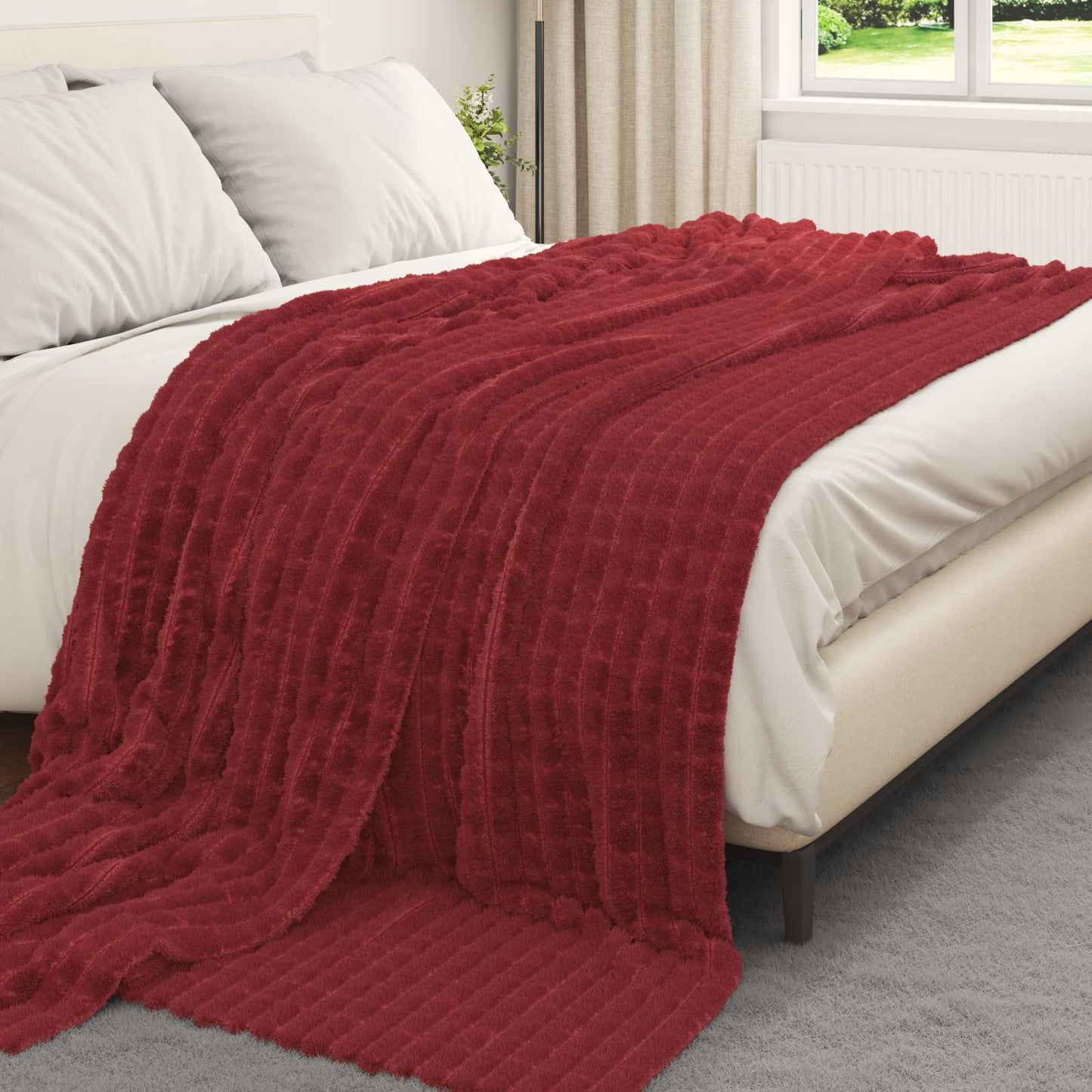 Wohndecke Bordeauxrot 270 x 240 cm 1.69 kg Fleece