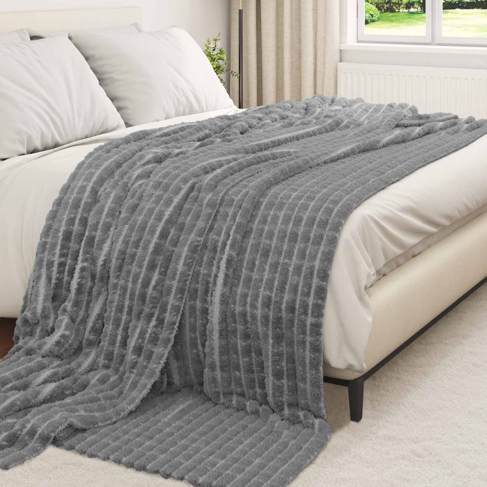 Wohndecken 6 Stk. Dunkelgrau 240 x 220 cm 9.17 kg Fleece
