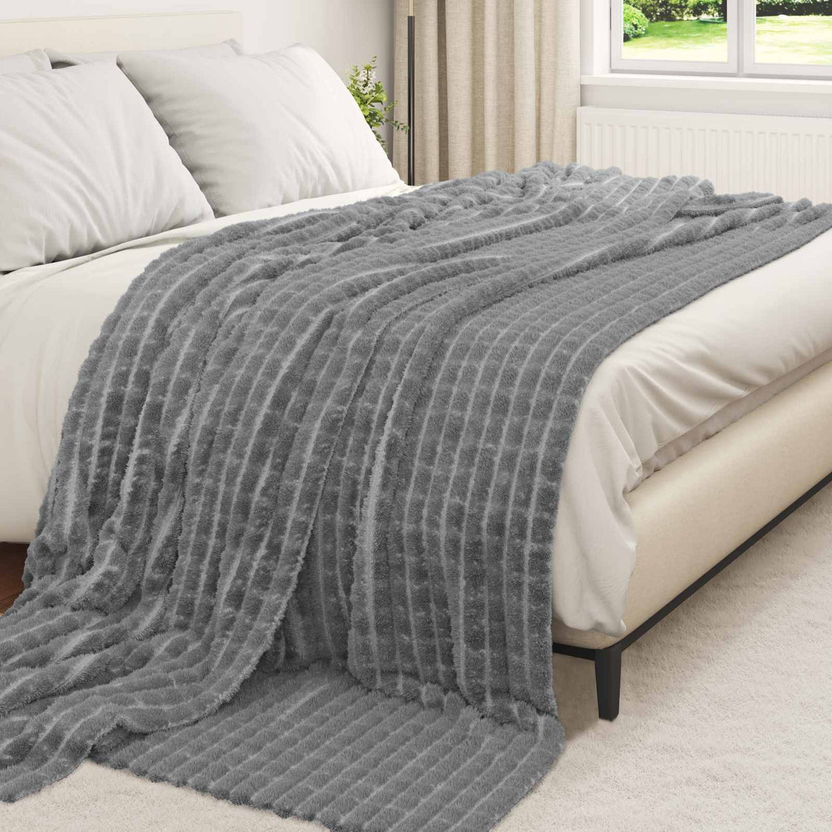 Wohndecken 6 stk. Dunkelgrau 240 x 220 cm 9.17 kg Fleece