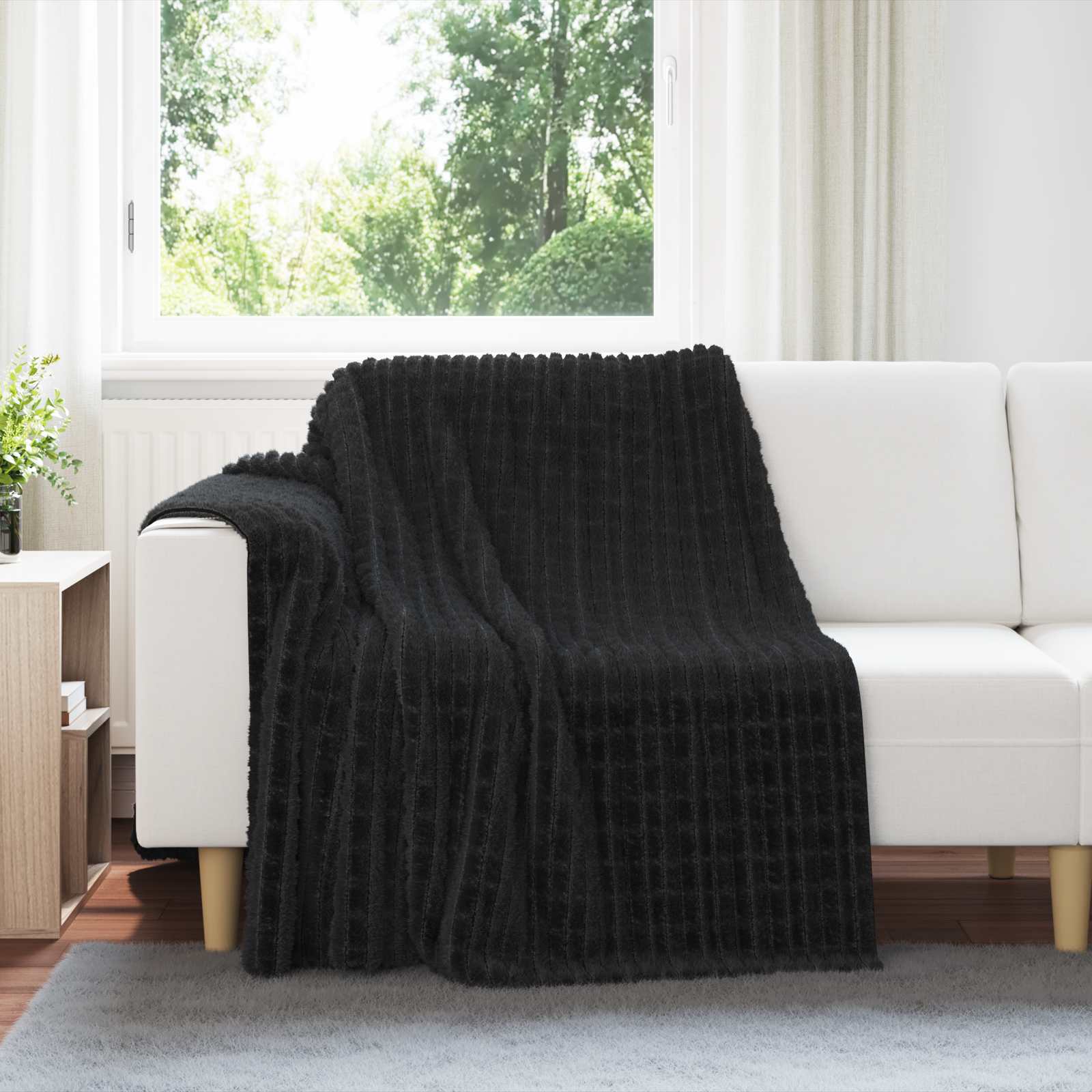 Wohndecken 6 stk. Schwarz 200 x 150 cm 4.5 kg Fleece