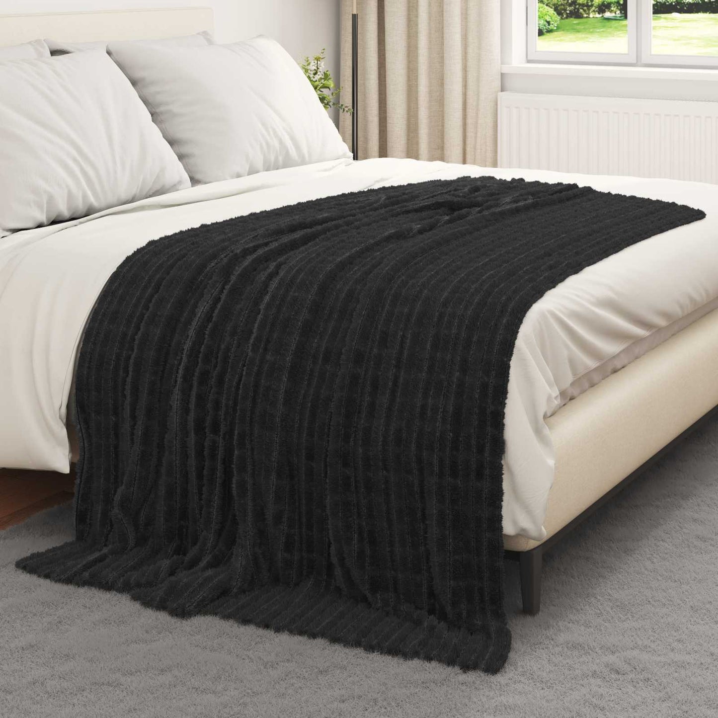 Wohndecken 6 stk. Schwarz 200 x 150 cm 4.5 kg Fleece