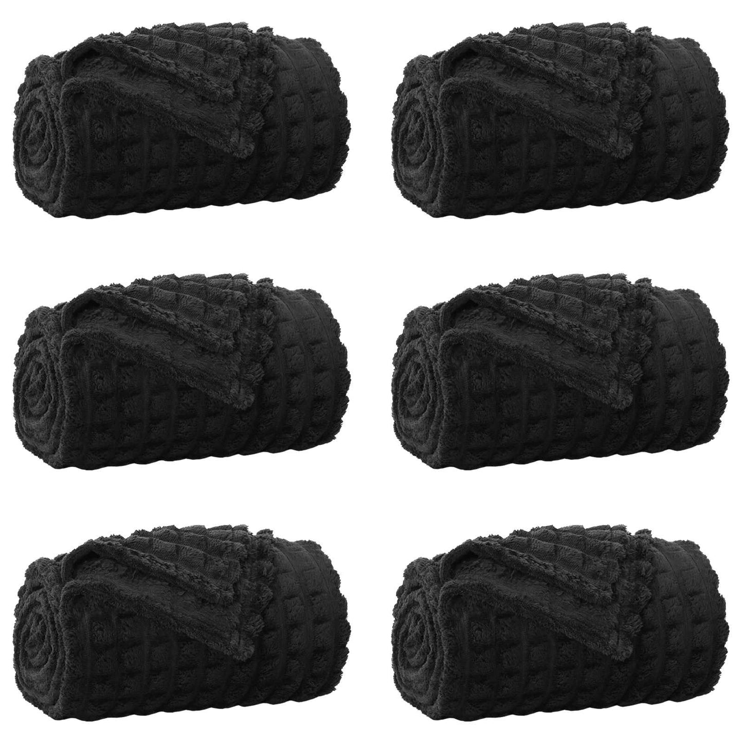 Wohndecken 6 stk. Schwarz 200 x 150 cm 4.5 kg Fleece