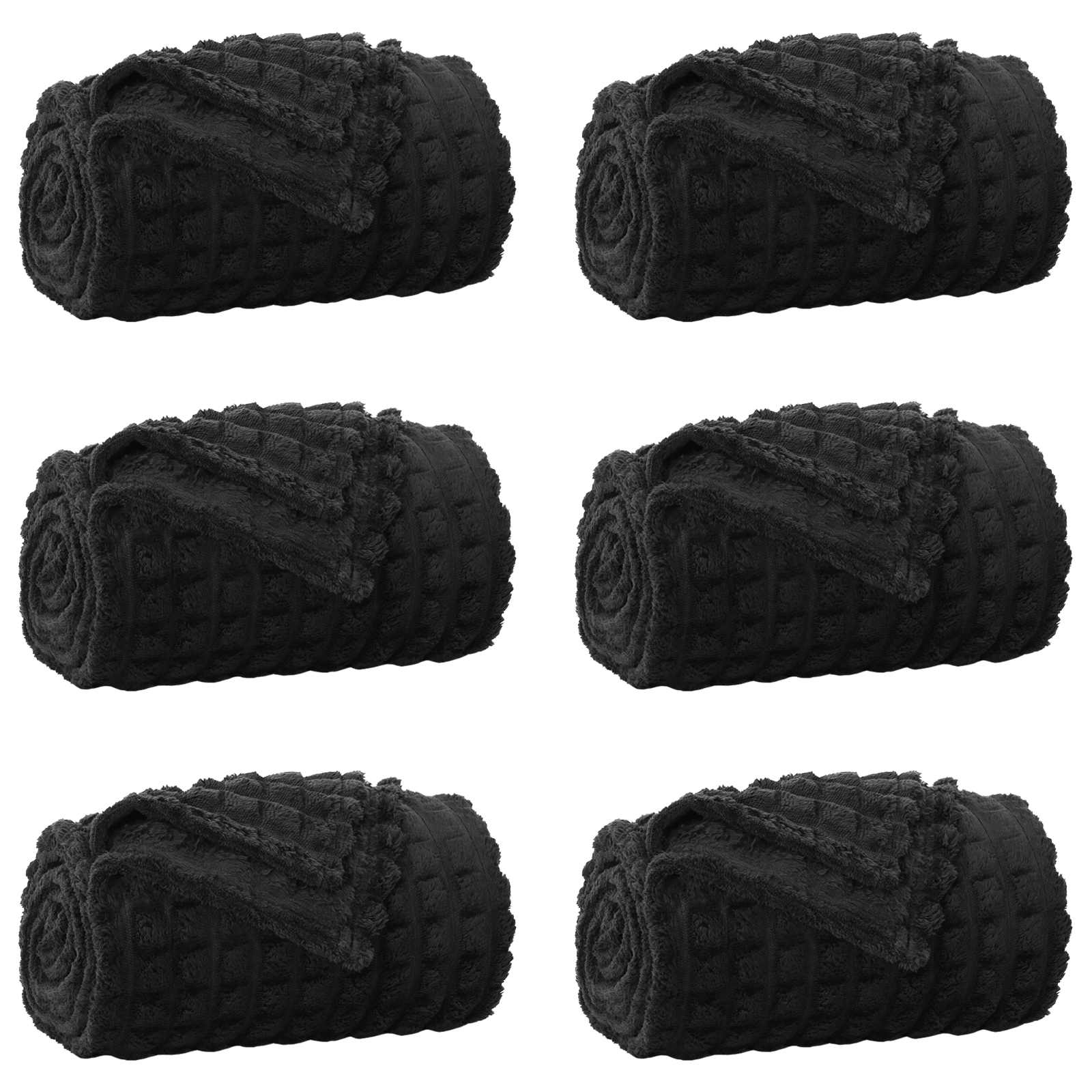 Wohndecken 6 stk. Schwarz 200 x 150 cm 4.5 kg Fleece