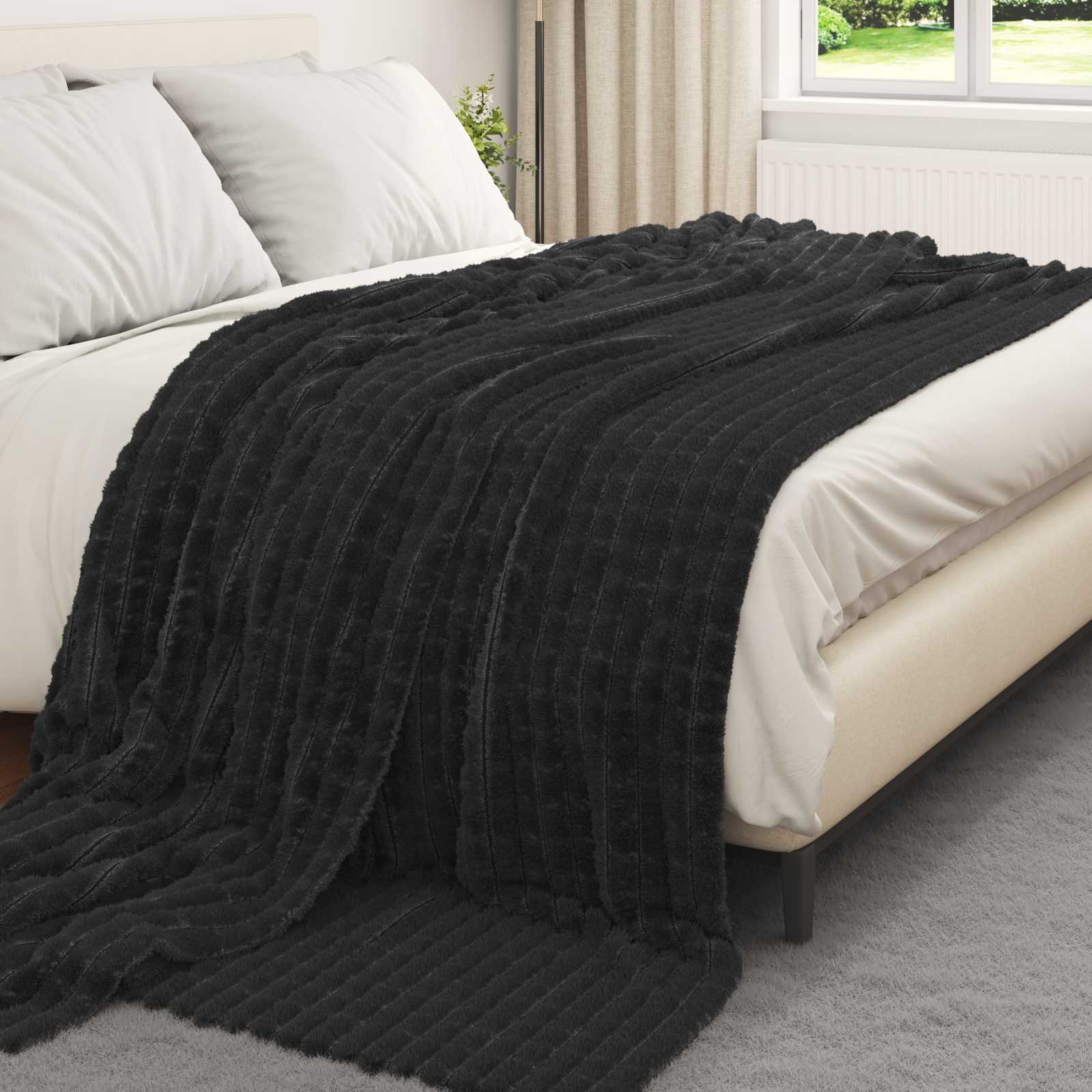 Wohndecken 6 stk. Schwarz 240 x 220 cm 8.63 kg Fleece