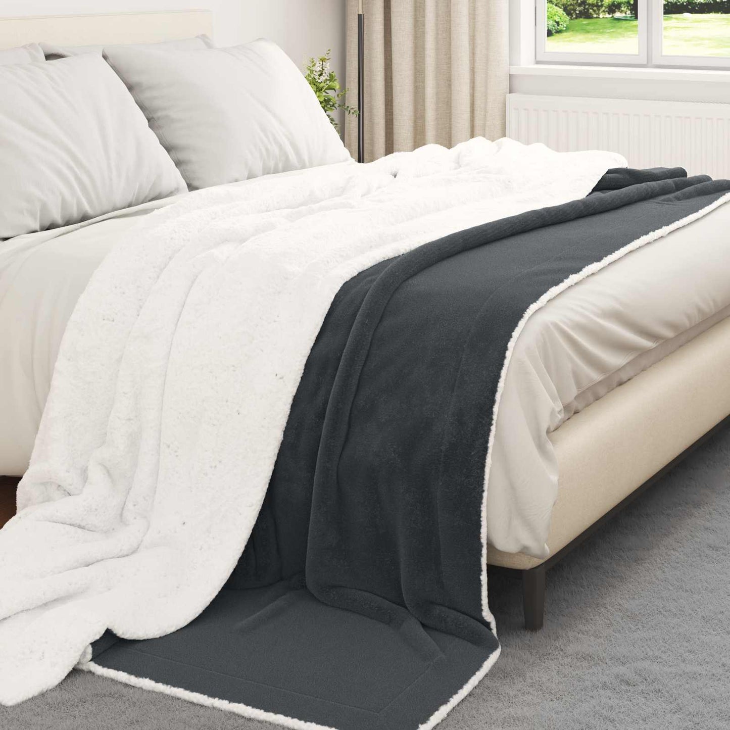 Wohndecke Dunkelgrau 240 x 270 cm 3.17 kg Fleece