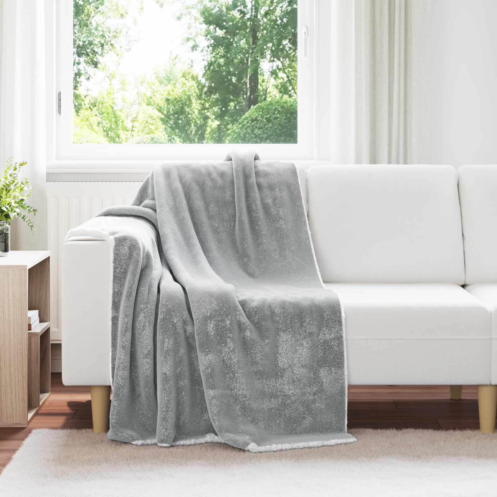 Wohndecke Grau 130 x 150 cm 1 kg Fleece