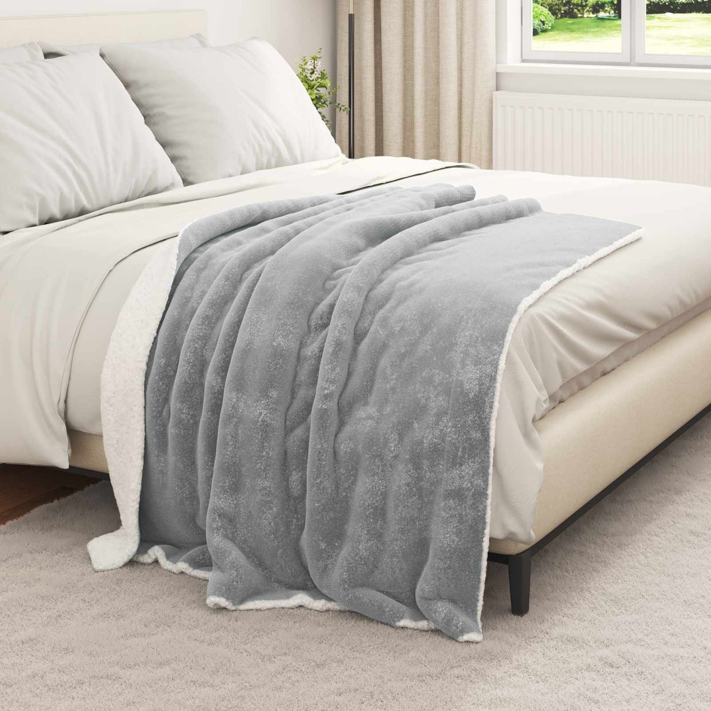 Wohndecke Grau 130 x 150 cm 1 kg Fleece