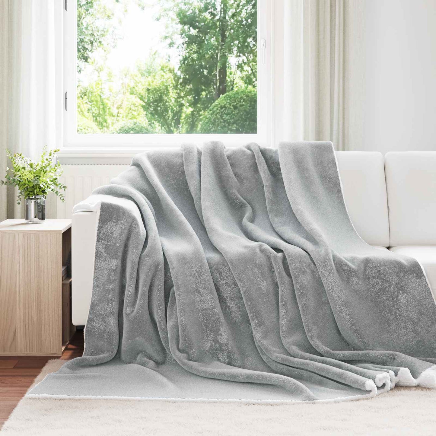 Wohndecke Grau 220 x 240 cm 2.67 kg Fleece