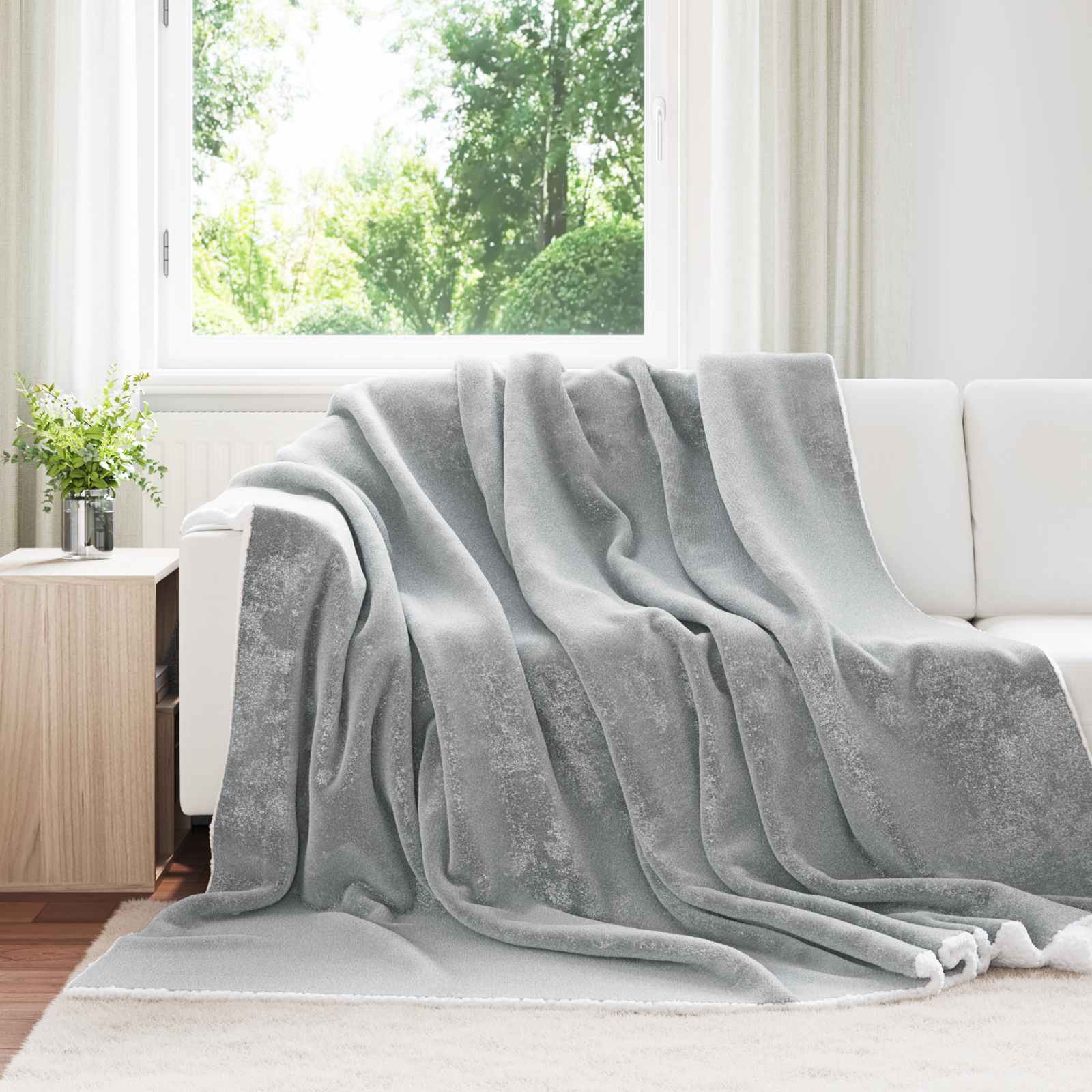 Wohndecke Grau 220 x 240 cm 2.67 kg Fleece