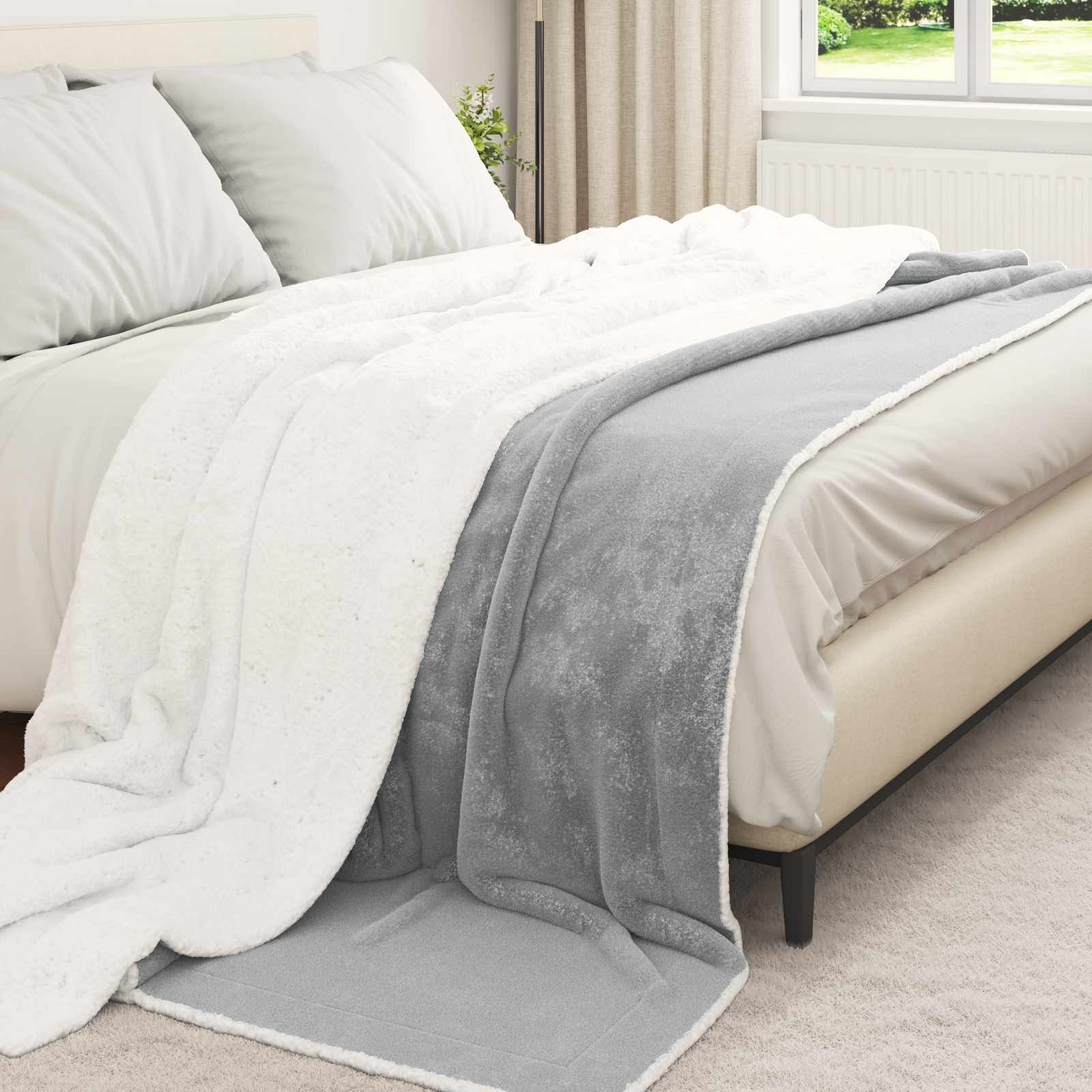 Wohndecke Grau 240 x 270 cm 3.17 kg Fleece