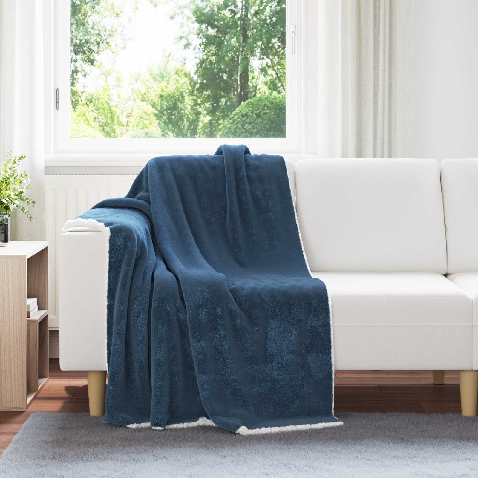 Wohndecke Marineblau 130 x 150 cm 1 kg Fleece