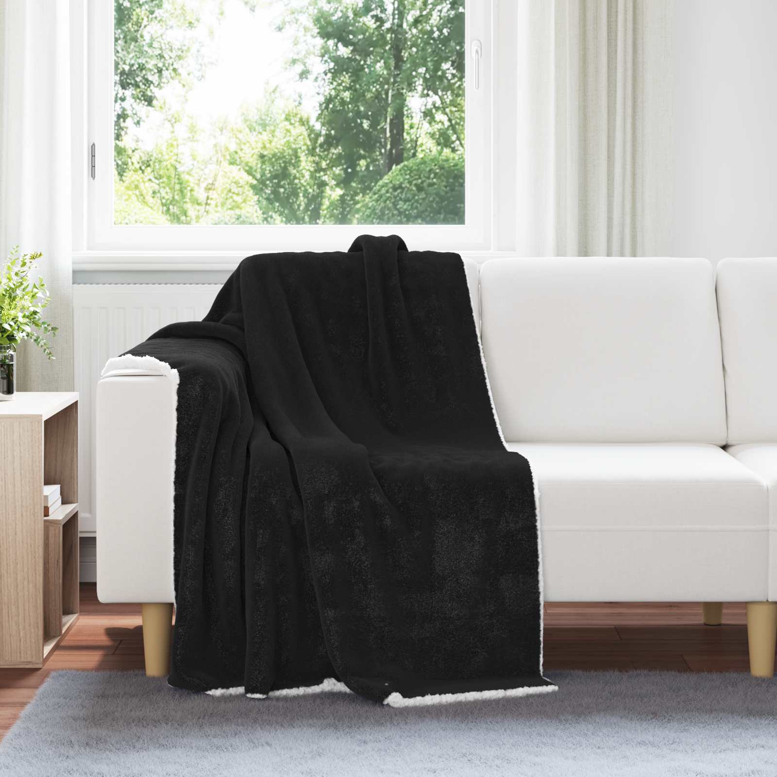 Wohndecke Schwarz 130 x 150 cm 1 kg Fleece