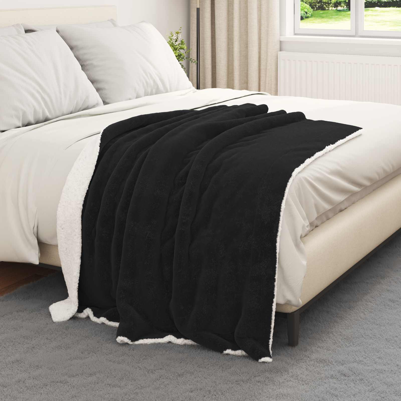 Wohndecke Schwarz 130 x 150 cm 1 kg Fleece