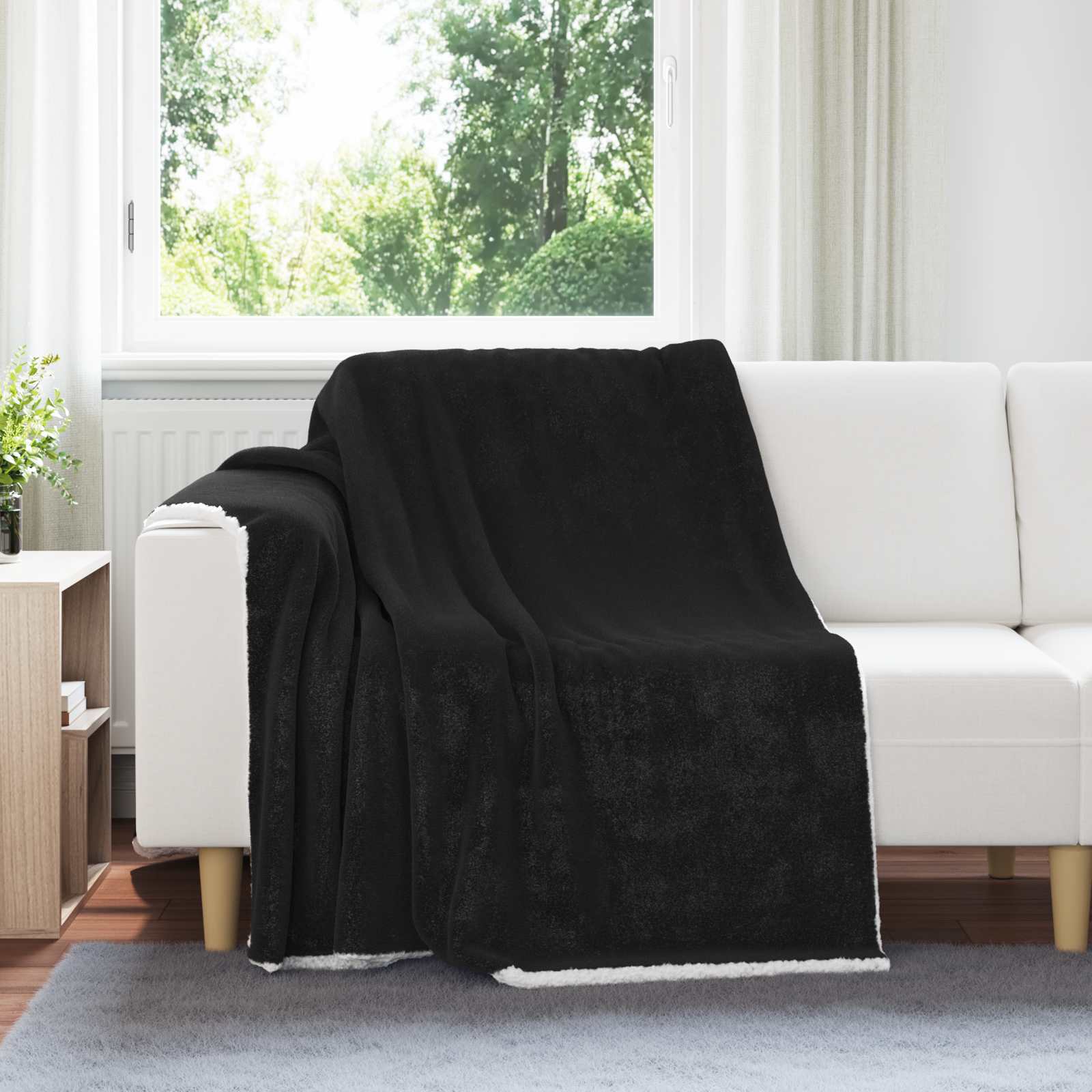 Wohndecke Schwarz 150 x 200 cm 1.64 kg Fleece
