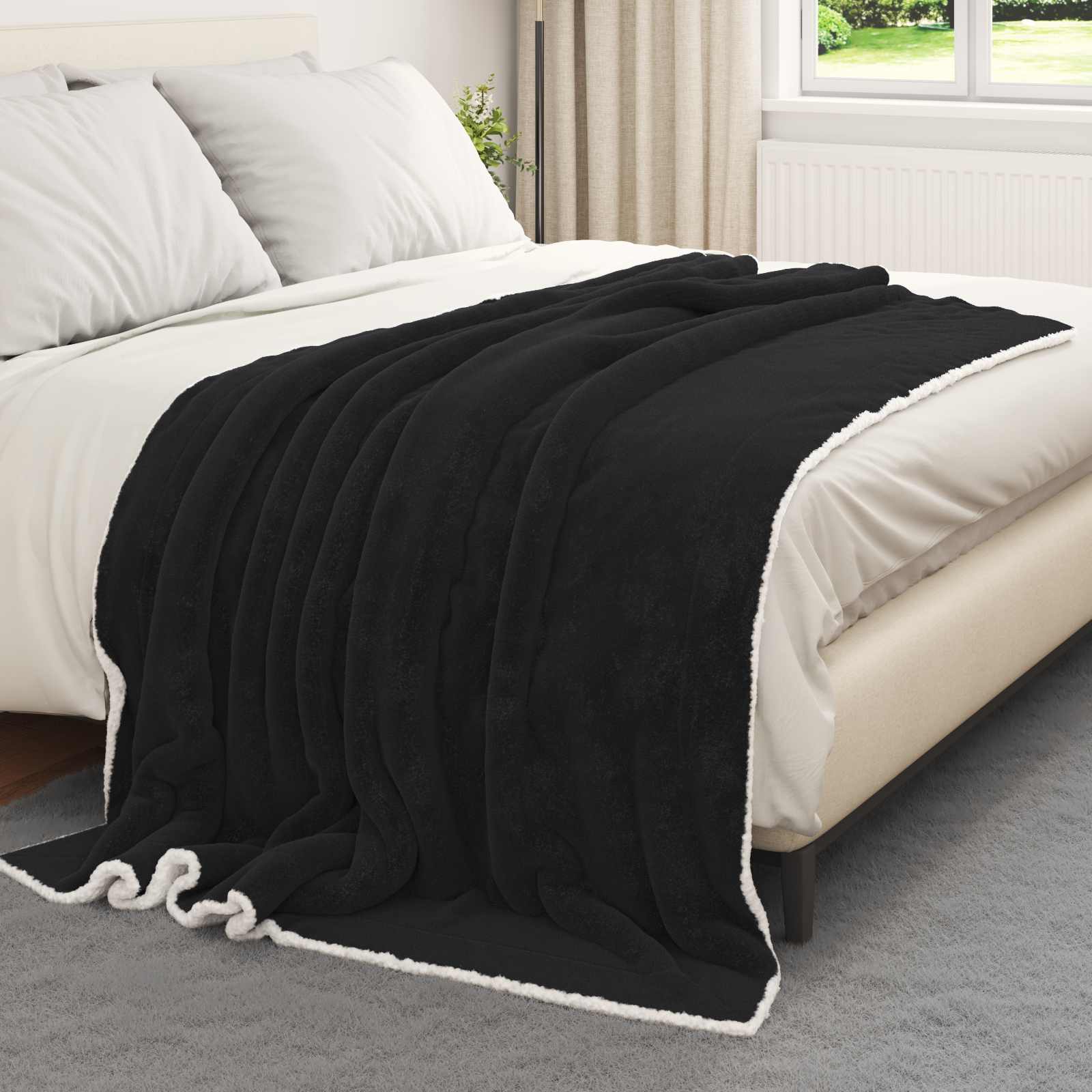 Wohndecke Schwarz 150 x 200 cm 1.64 kg Fleece