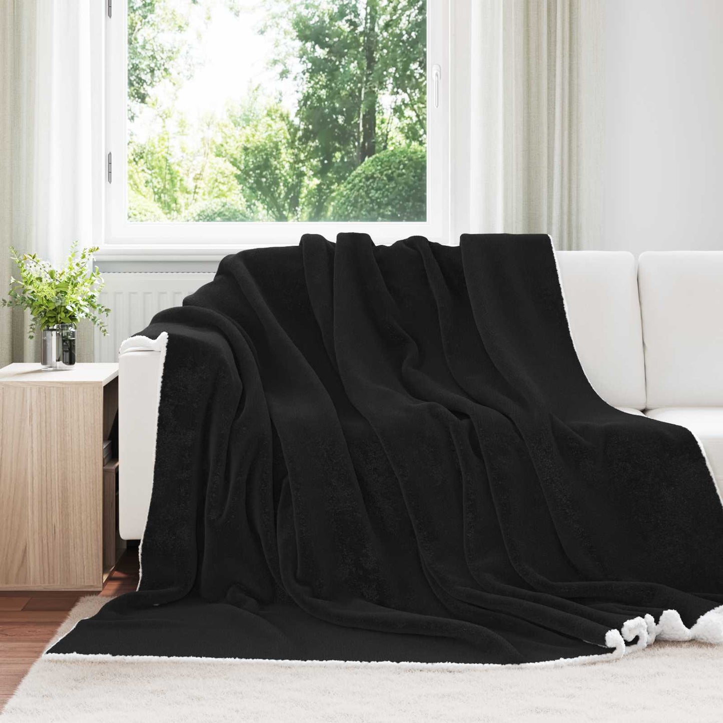 Wohndecke Schwarz 240 x 270 cm 3.17 kg Fleece