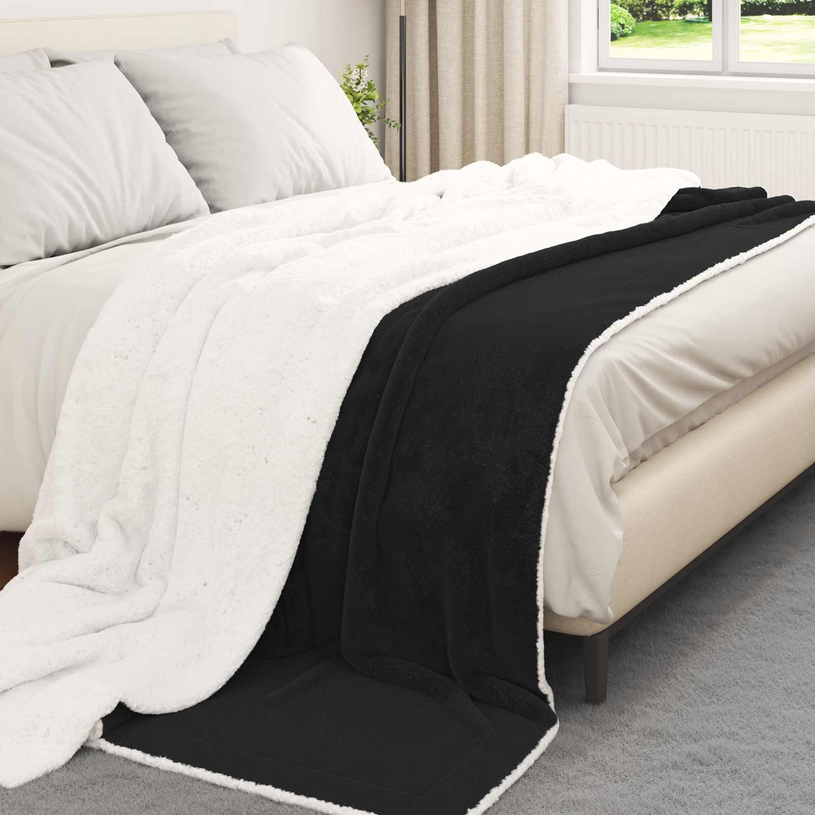 Wohndecke Schwarz 240 x 270 cm 3.17 kg Fleece