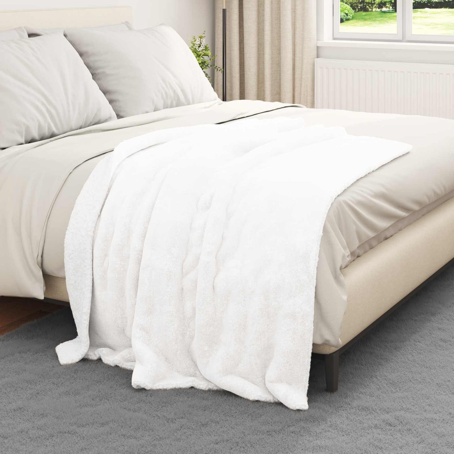 Wohndecke Weiß 130 x 150 cm 1 kg Fleece