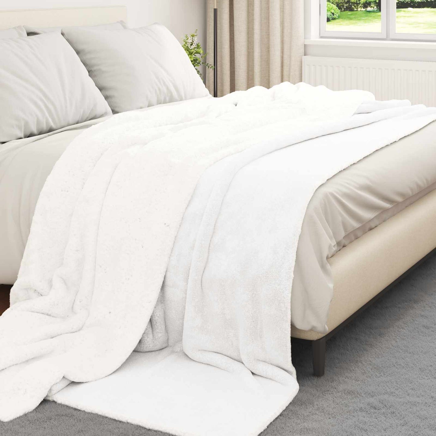 Wohndecke Weiß 220 x 240 cm 2.67 kg Fleece