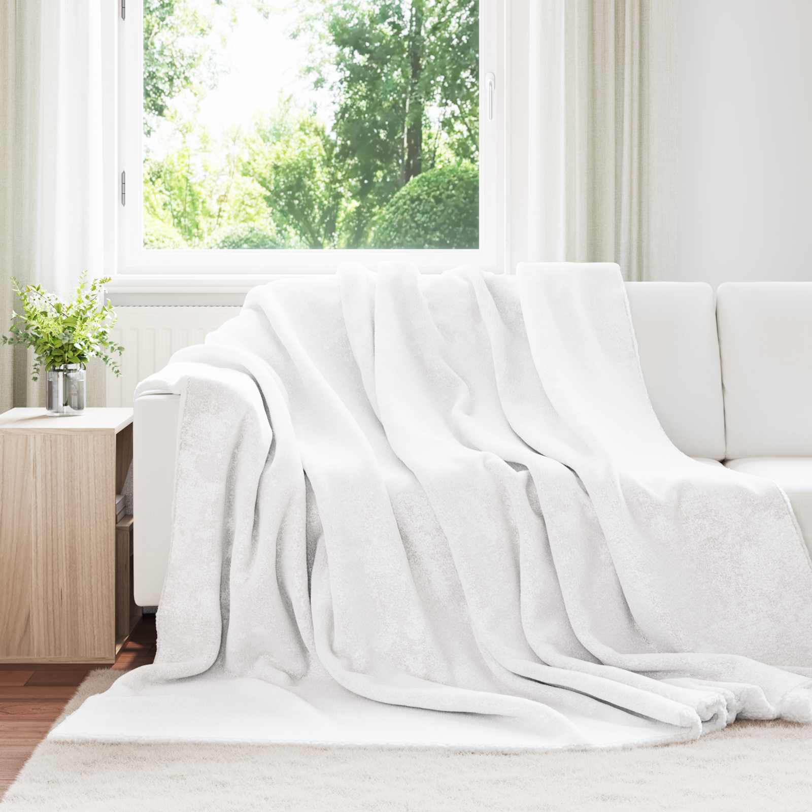 Wohndecke Weiß 240 x 270 cm 3.17 kg Fleece