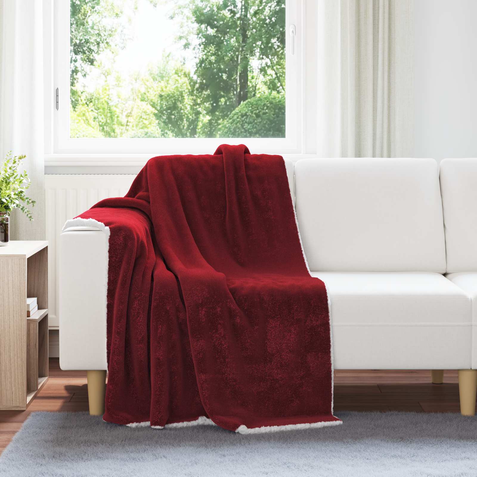 Wohndecke Bordeauxrot 130 x 150 cm 1 kg Fleece