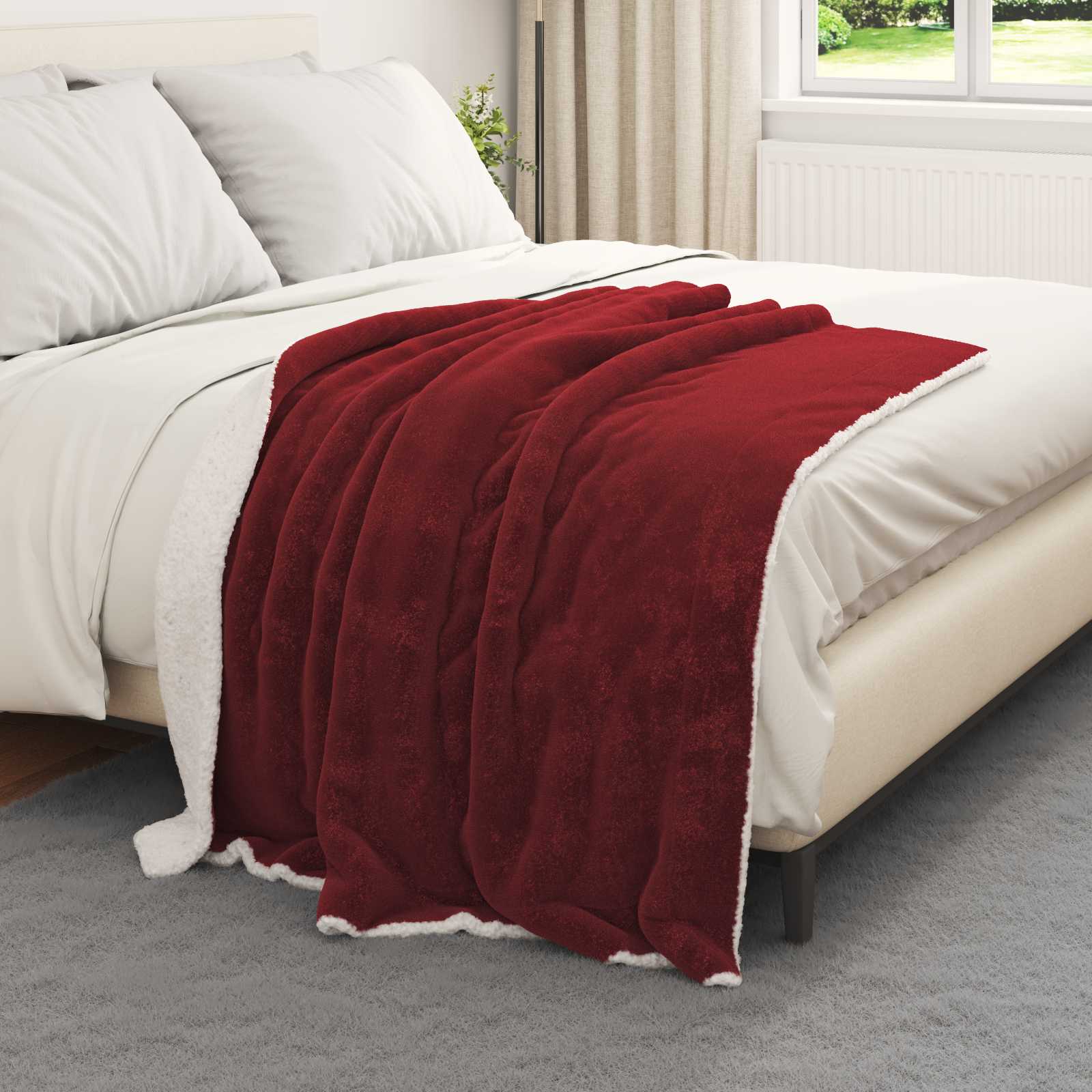 Wohndecke Bordeauxrot 130 x 150 cm 1 kg Fleece