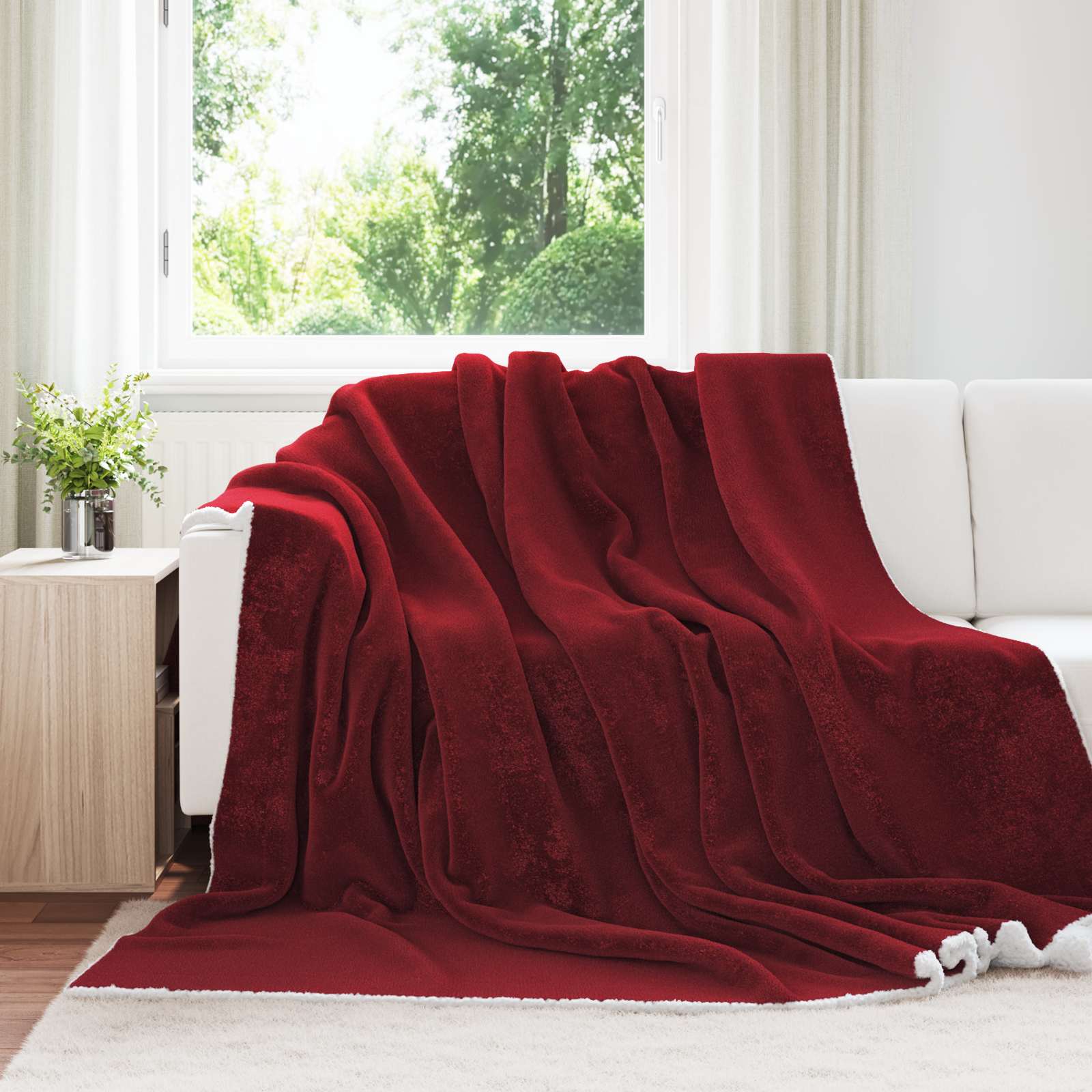 Wohndecke Bordeauxrot 220 x 240 cm 2.67 kg Fleece