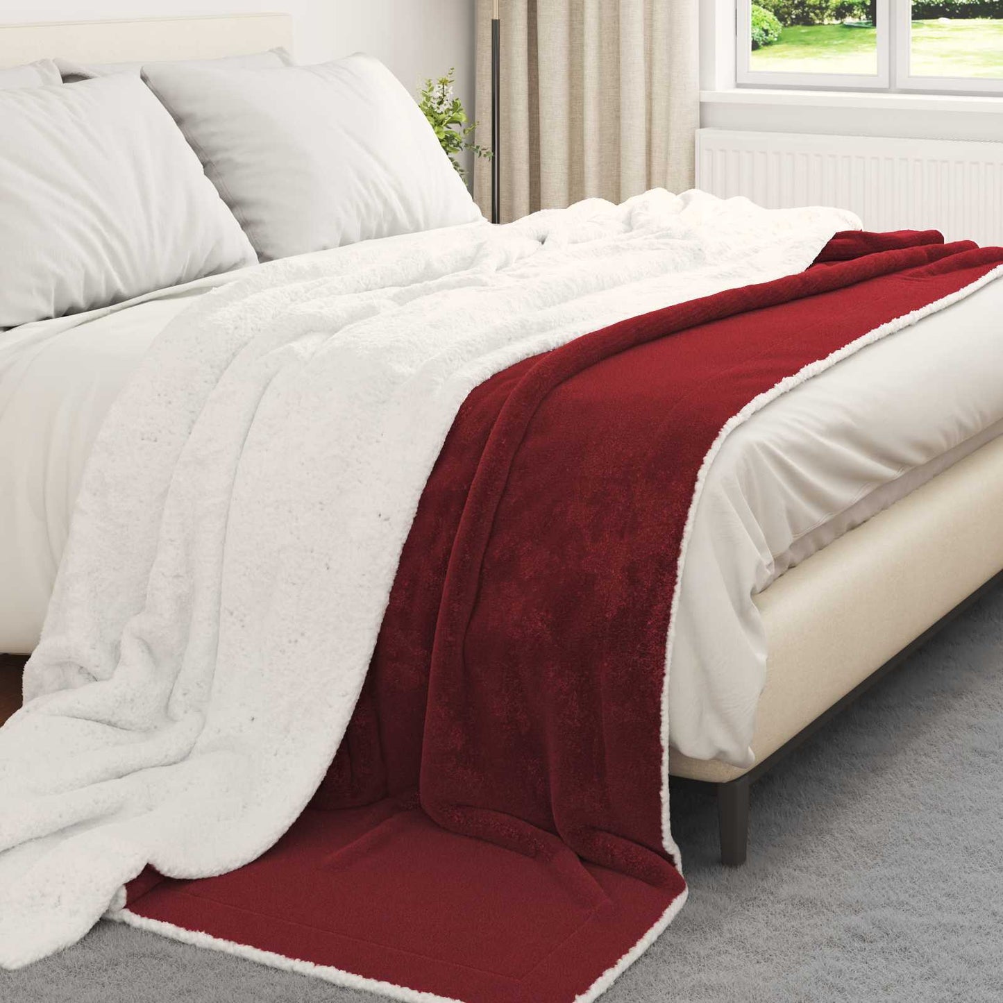 Wohndecke Bordeauxrot 240 x 270 cm 3.17 kg Fleece
